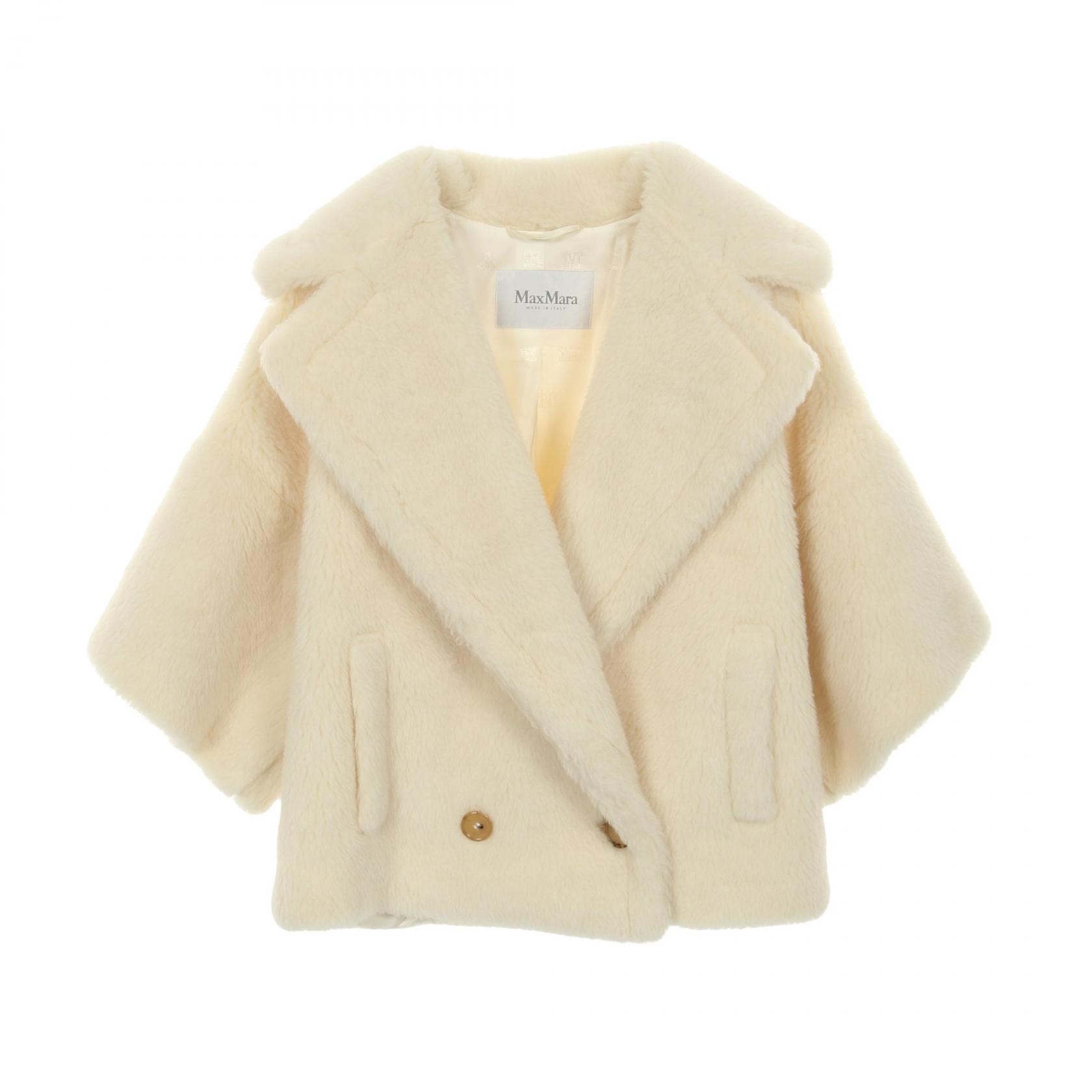 【5%OFFクーポン×ポイント5倍】マックスマーラ MAX MARA TEDDY テディベア アイコン 衣料品 アウター ウール シルク アルパカ レディース ホワイト系 【中古】