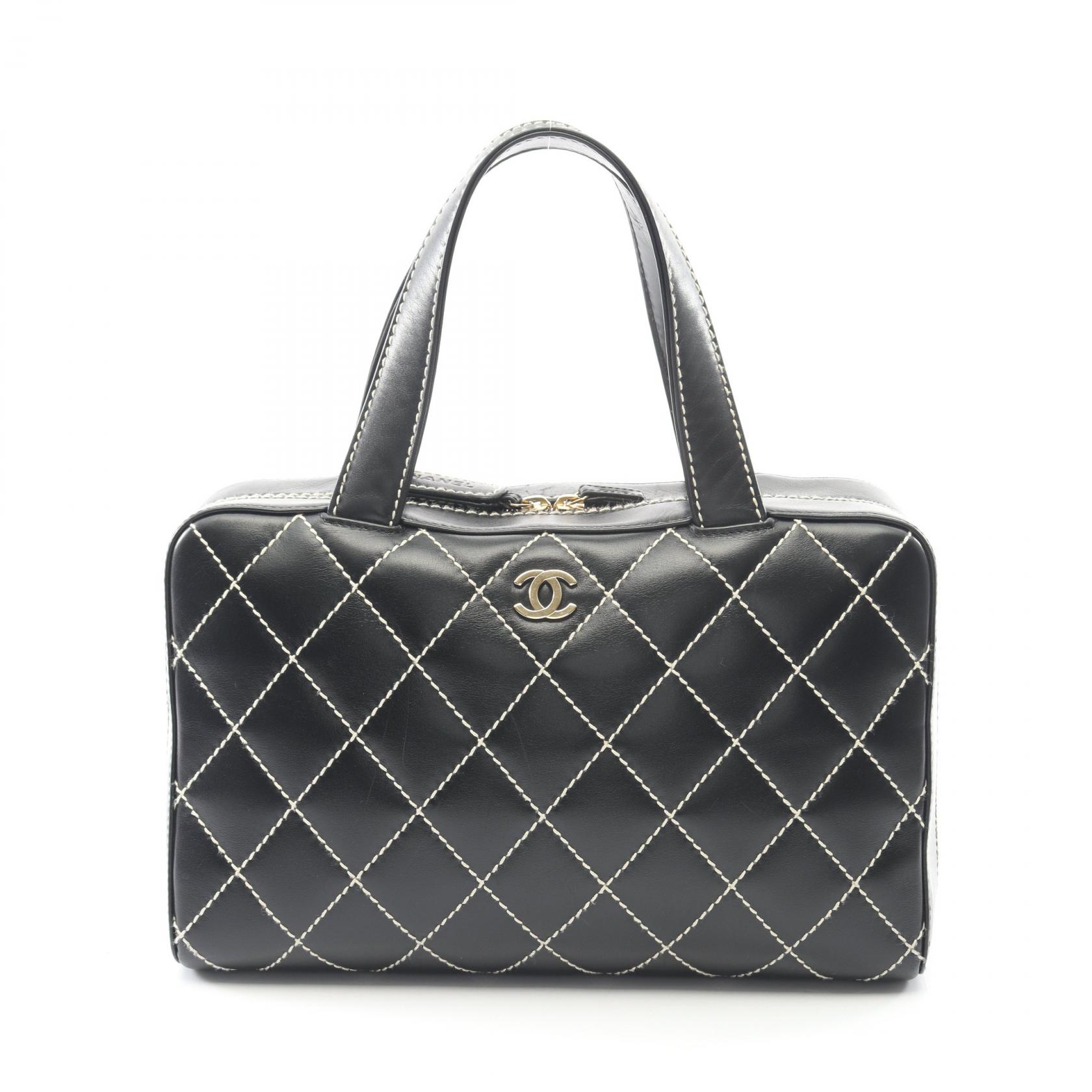 【10%OFFクーポン対象】シャネル CHANEL ワイルドステッチ ハンドバッグ バッグ レザー レディース ブラック系 【中古】
