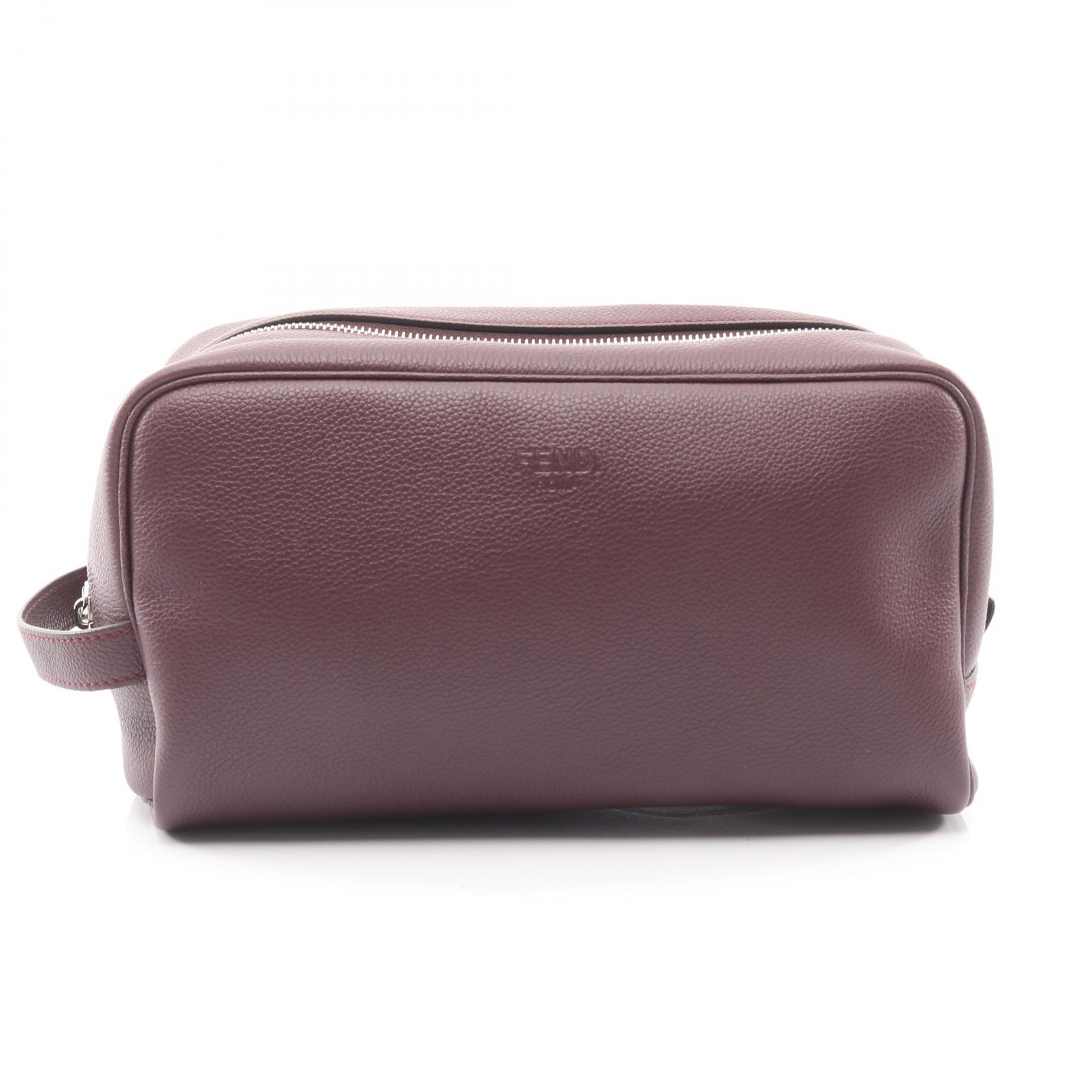 【P5倍×15%OFFクーポン】フェンディ FENDI セカンドバッグ クラッチバッグ バッグ レザー メンズ ボルドー系 7AS378 【中古】