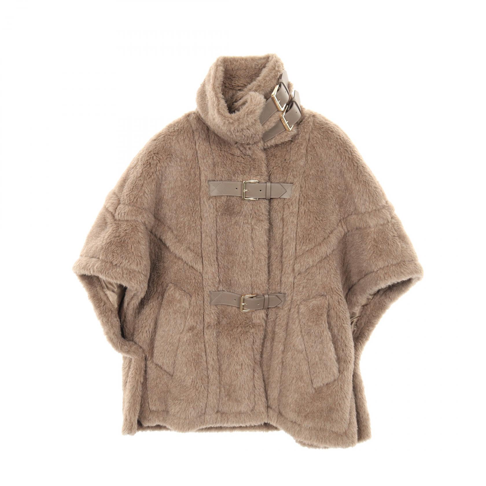 【20%OFFクーポン 7/26 9:59〆】マックスマーラ MAX MARA テディベア ケープ ケープ ポンチョ 衣料品 アウター カシミヤ アルパカ レディース ブラウン系 【中古】|Brandoff銀座
