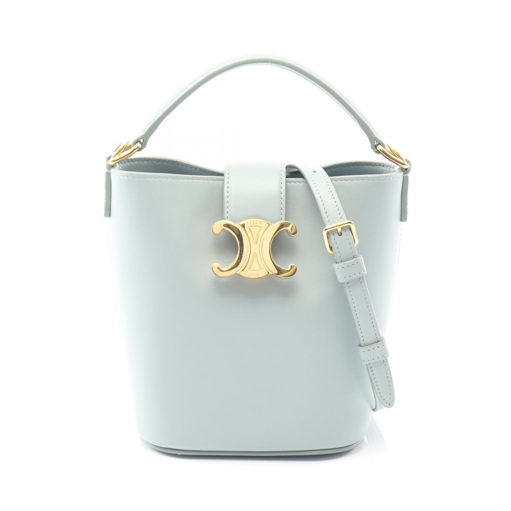 セリーヌ CELINE トリオンフ ミニ バケット ルイーズ ハンドバッグ バッグ レザー レディース ブルー系 10N473GHJ.07IC 【中古】