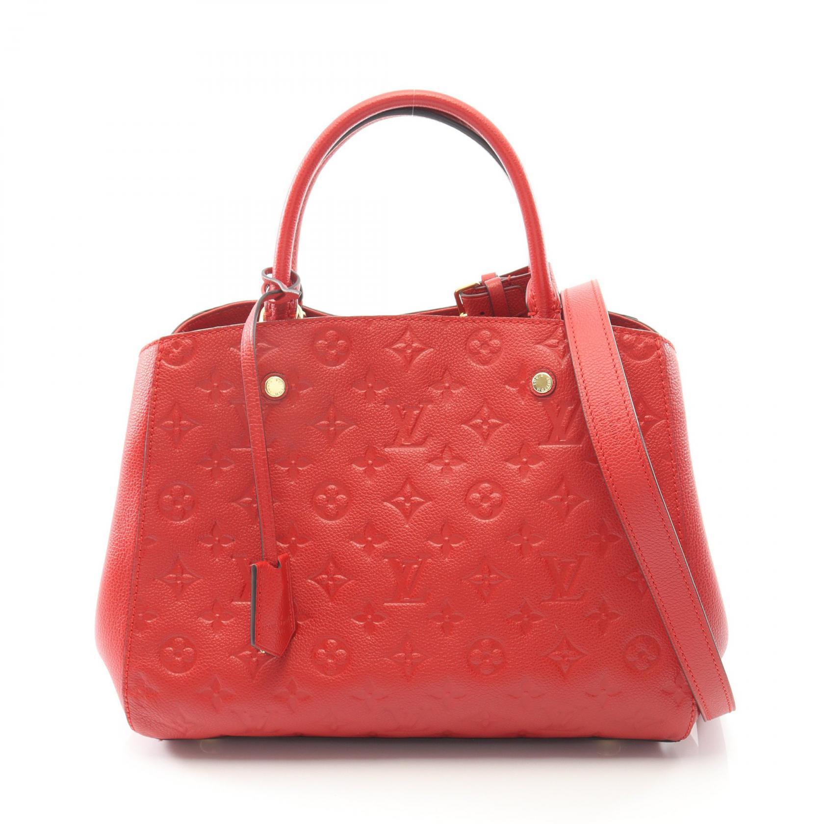ルイ・ヴィトン LOUIS VUITTON モンテーニュMM ハンドバッグ バッグ レザー モノグラム・アンプラント レディース レッド系 M41194 【中古】