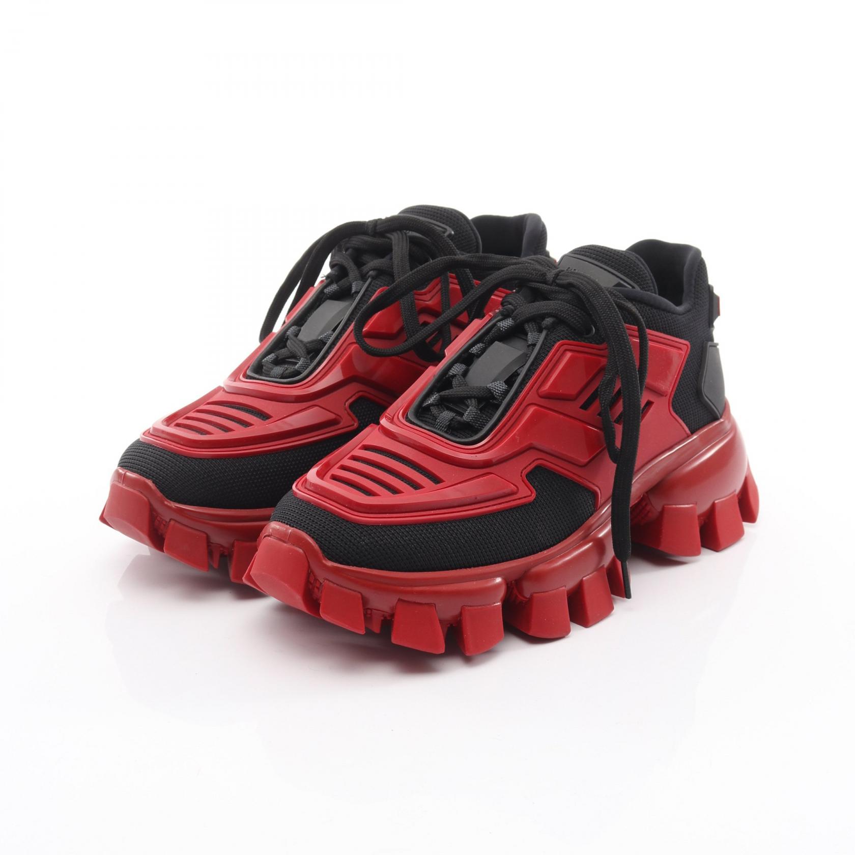 【P5倍×5%OFFクーポン】プラダ PRADA CLOUDBUST THUNDER クラウドバスト サンダー スニーカー 靴 ラバー / ファブリック レディース レッド系 / ブラック系 2EG293 【中古】