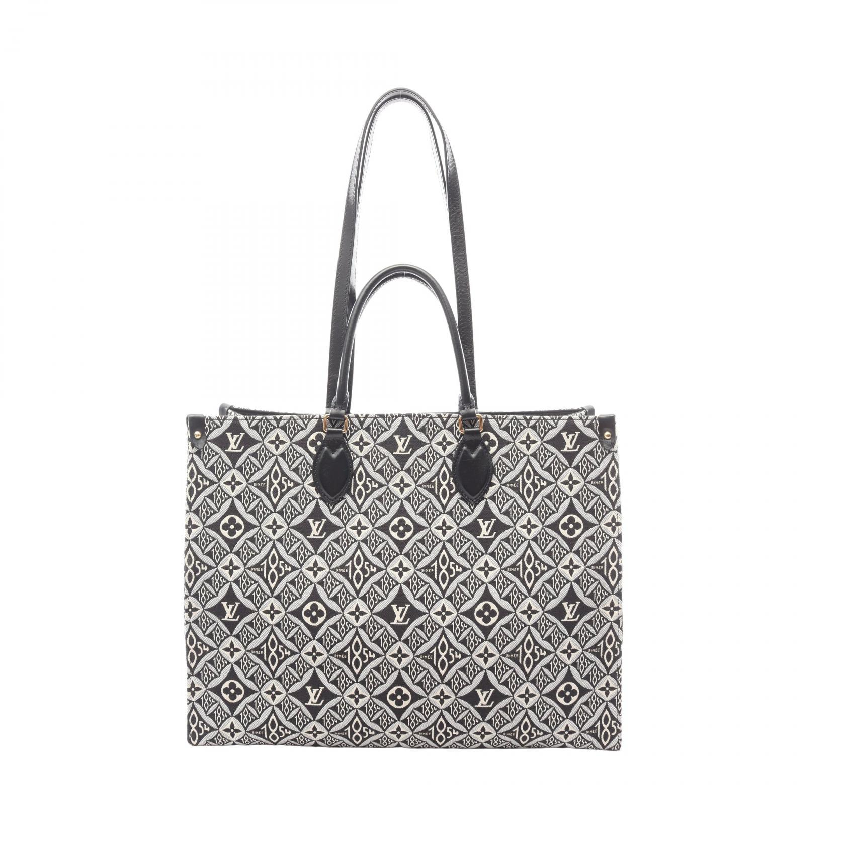 【P5倍×15%OFFクーポン】ルイ・ヴィトン LOUIS VUITTON オンザゴー GM Since 1854 トートバッグ バッグ キャンバス レザー モノグラム・ジャガード レディース グレー系 / ブラック系 M57207 【中古】