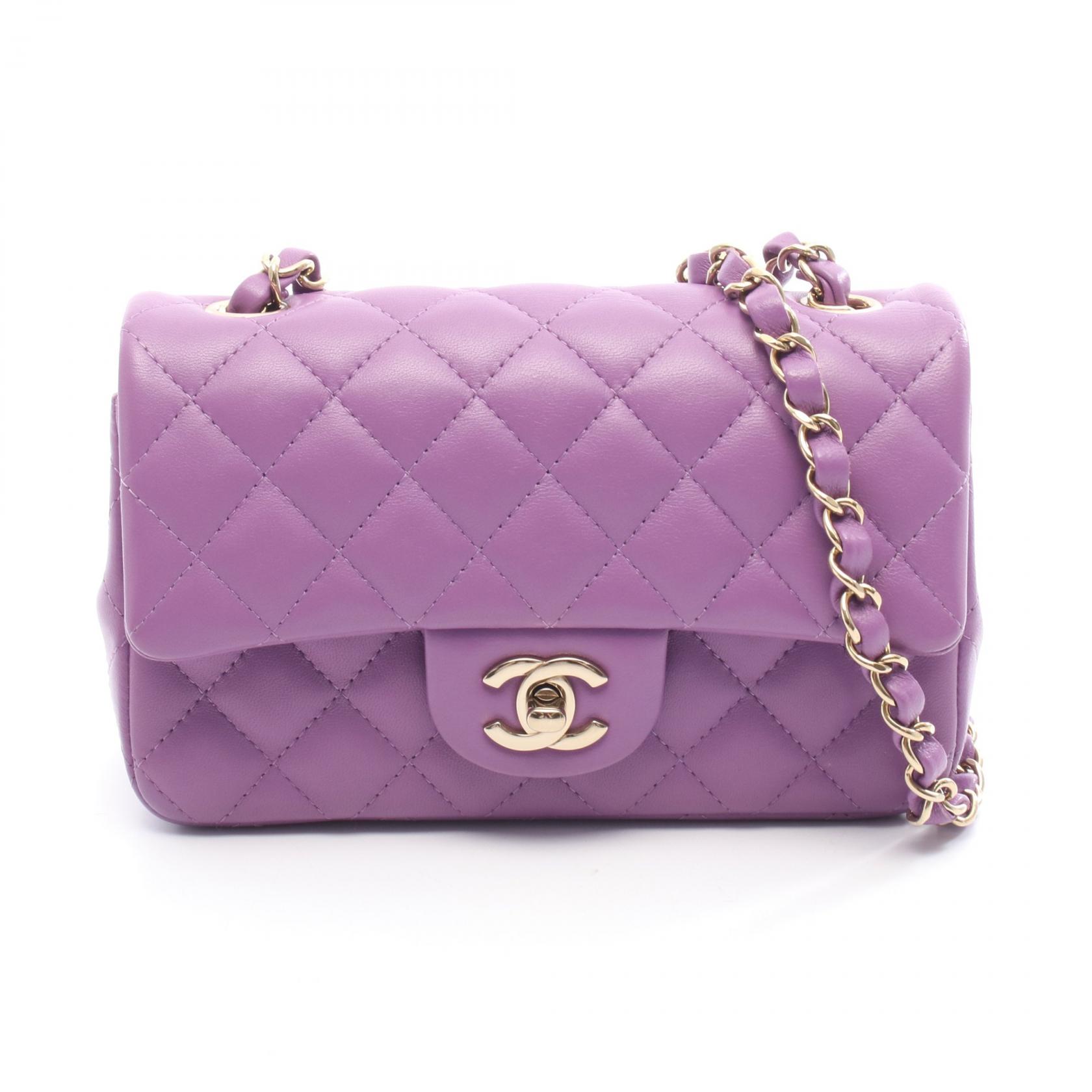 【10%OFFクーポン対象】シャネル CHANEL ミニマトラッセ20 ショルダーバッグ バッグ レザー レディース パープル系 【中古】