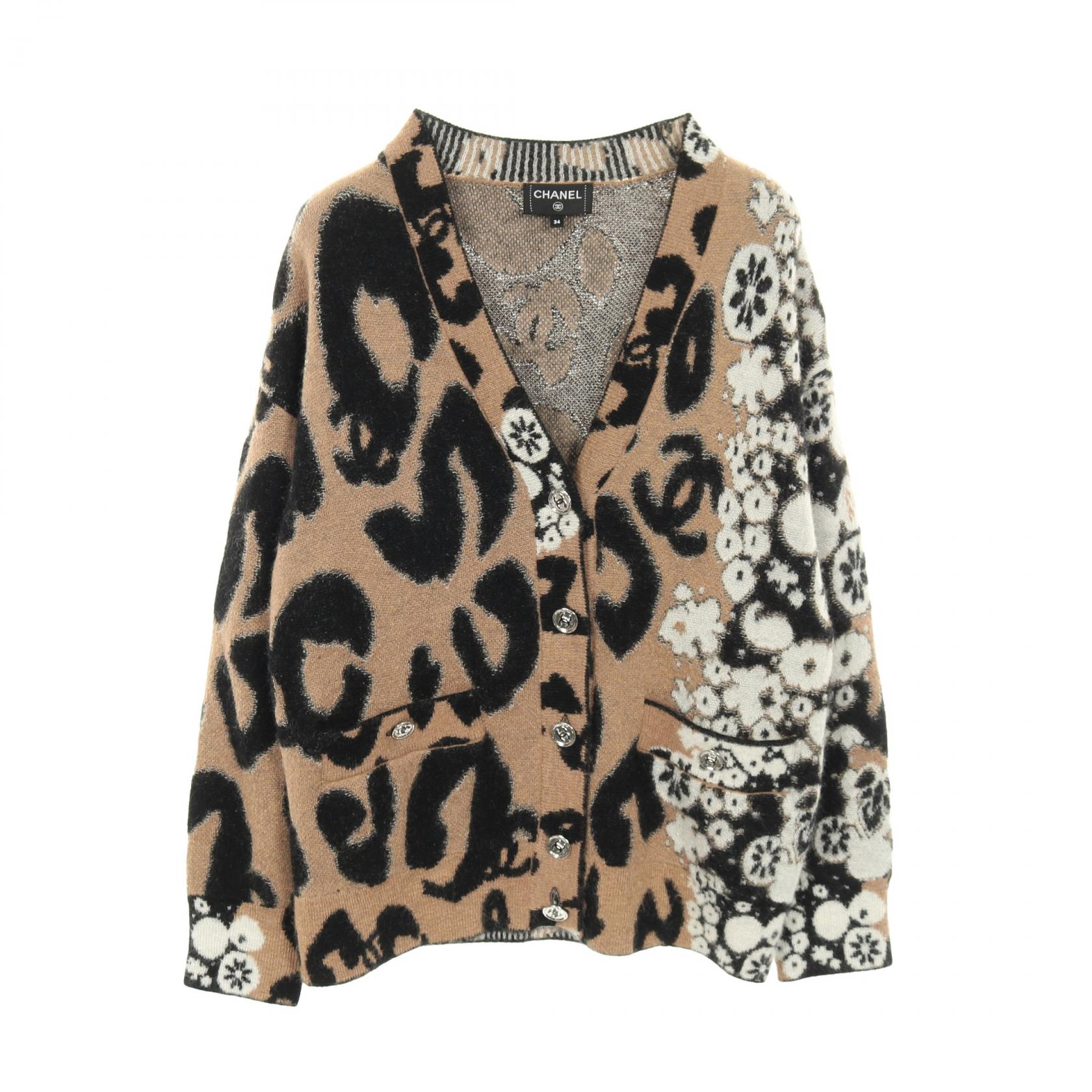 【P5倍×5%OFFクーポン】シャネル CHANEL ココマーク カーディガン 衣料品 トップス カシミヤ モヘヤ レディース ブラウン系 / ブラック系 P75362K10782 【中古】