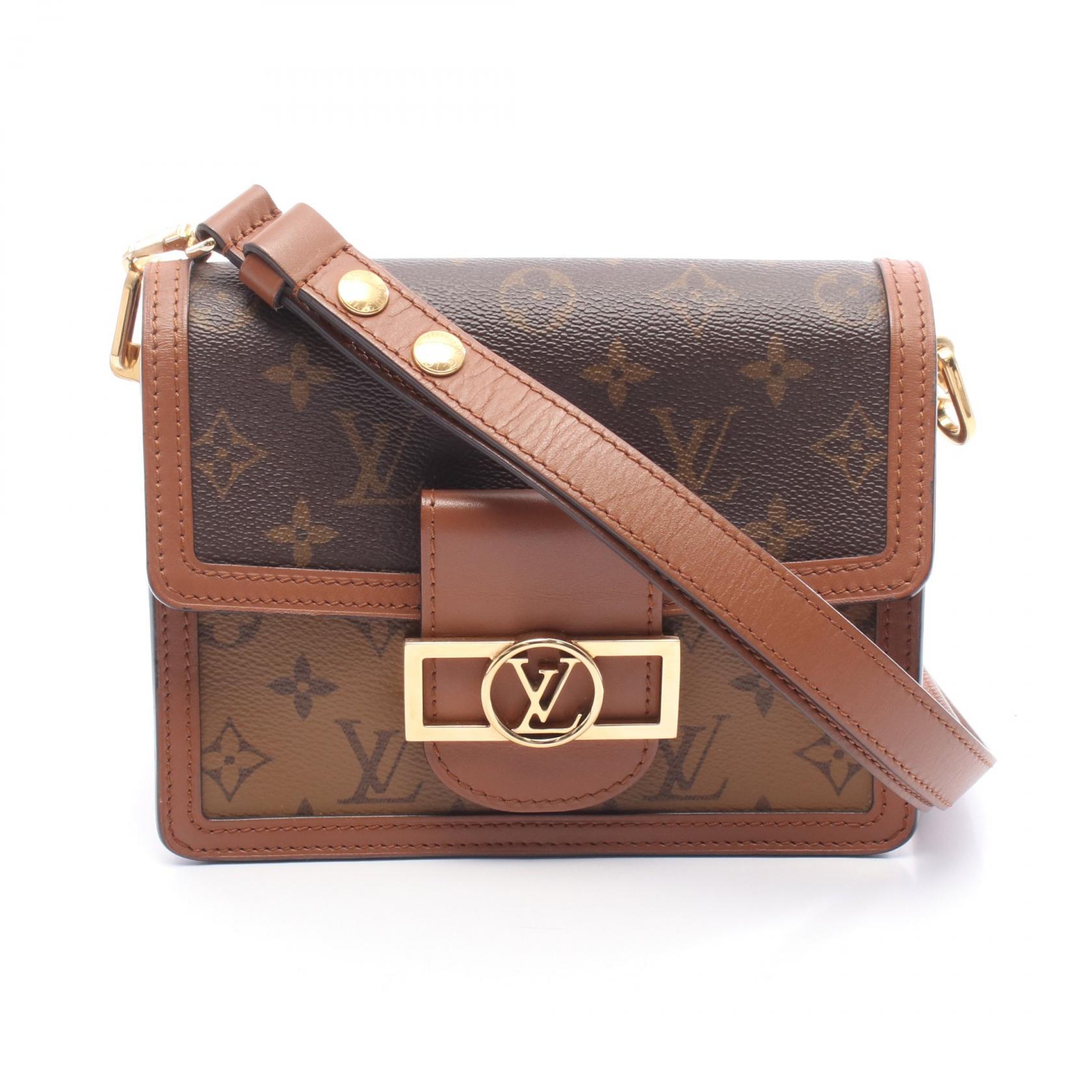 【10%OFFクーポン対象】ルイ・ヴィトン LOUIS VUITTON ドーフィーヌ MINI ショルダーバッグ バッグ PVCコーティングキャンバス レザー モノグラム・リバース レディース ブラウン系 / ベージュ系 M44580 【中古】