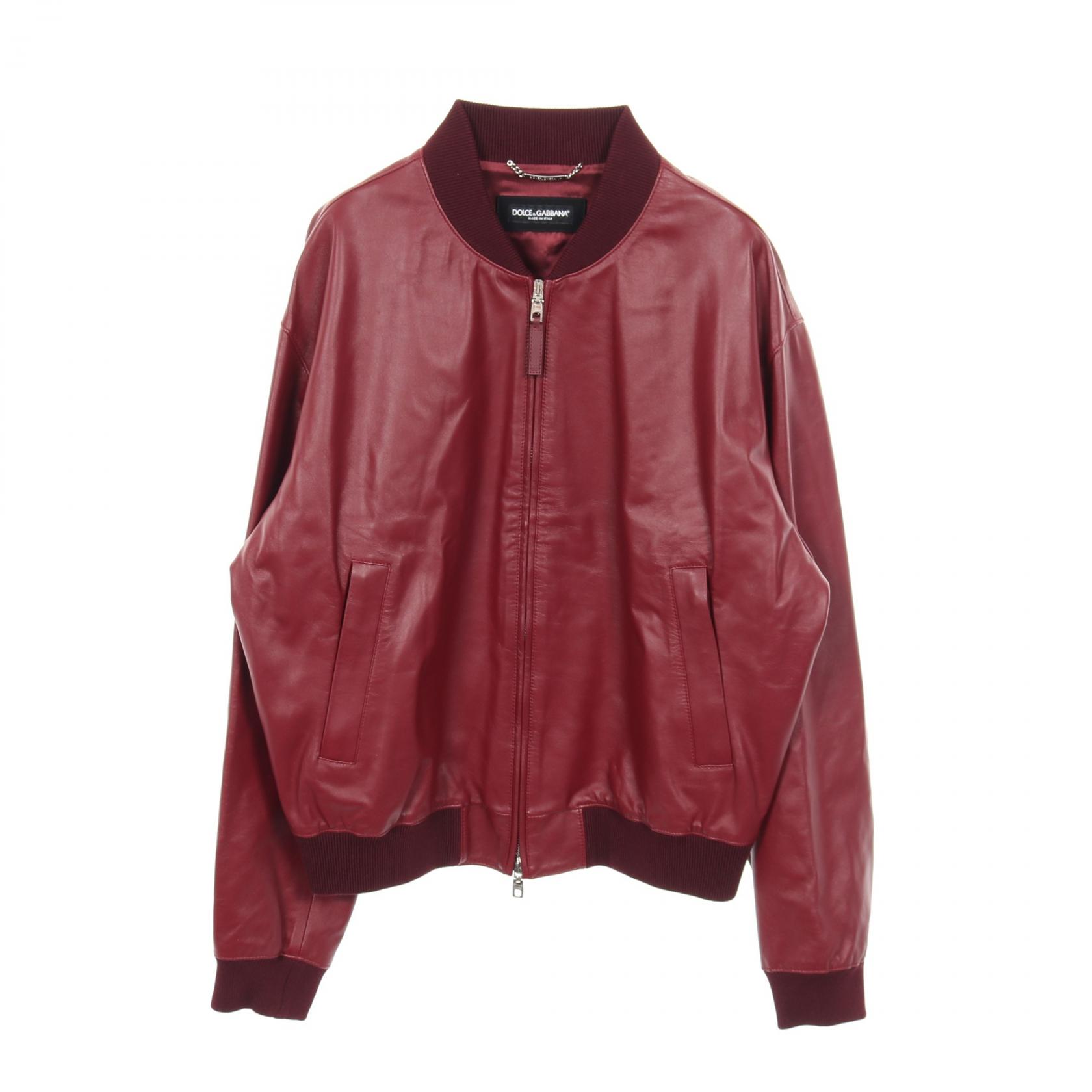 【10%OFFクーポン対象】ドルチェアンドガッバーナ DOLCE & GABBANA 革ジャン 衣料品 アウター シープレザー メンズ ボルドー系 【中古】