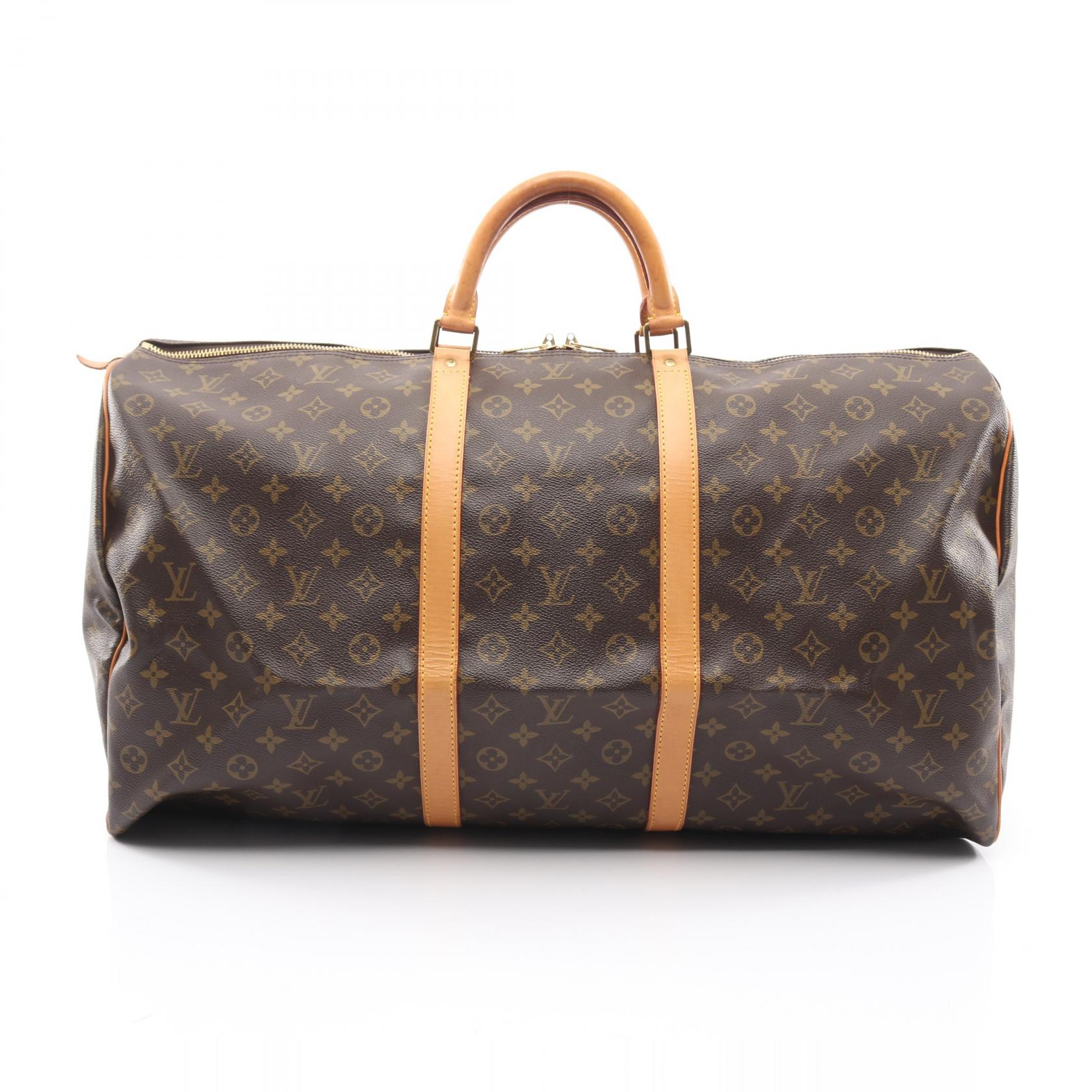 【5千円OFFクーポン対象】ルイ・ヴィトン LOUIS VUITTON キーポル60 ボストンバッグ バッグ PVCコーティングキャンバス レザー モノグラム メンズ レディース ブラウン系 M41422 【中古】