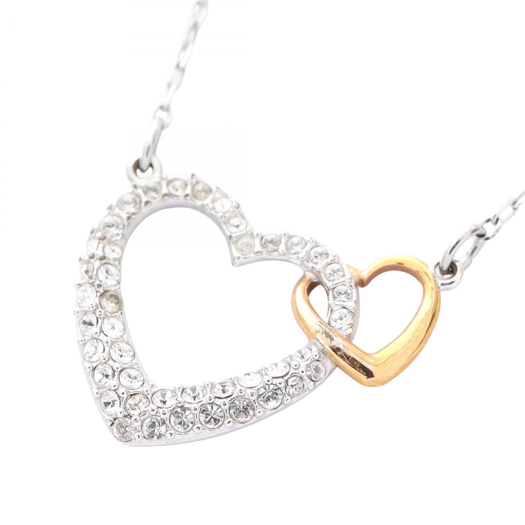 スワロフスキー SWAROVSKI ディアスモール ダブルハート ネックレス ジュエリー ステンレススチール GP（ゴールドメッキ） クリスタル レディース シルバー系 / ゴールド系 / クリア系 5156815 【中古】