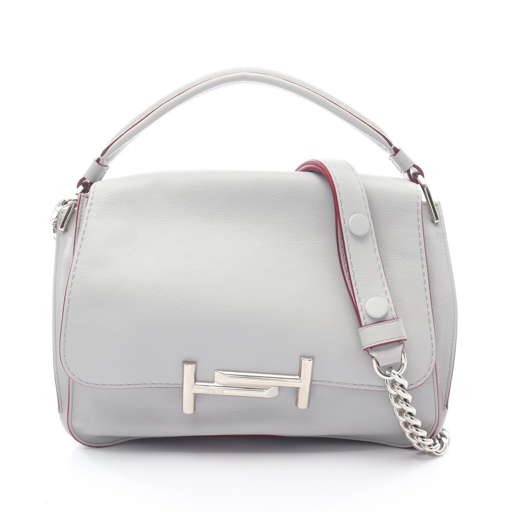 【20%OFFクーポン 7/26 9:59〆】トッズ TOD'S ダブルT ハンドバッグ バッグ レザー レディース グレー系 【中古】|Brandoff銀座