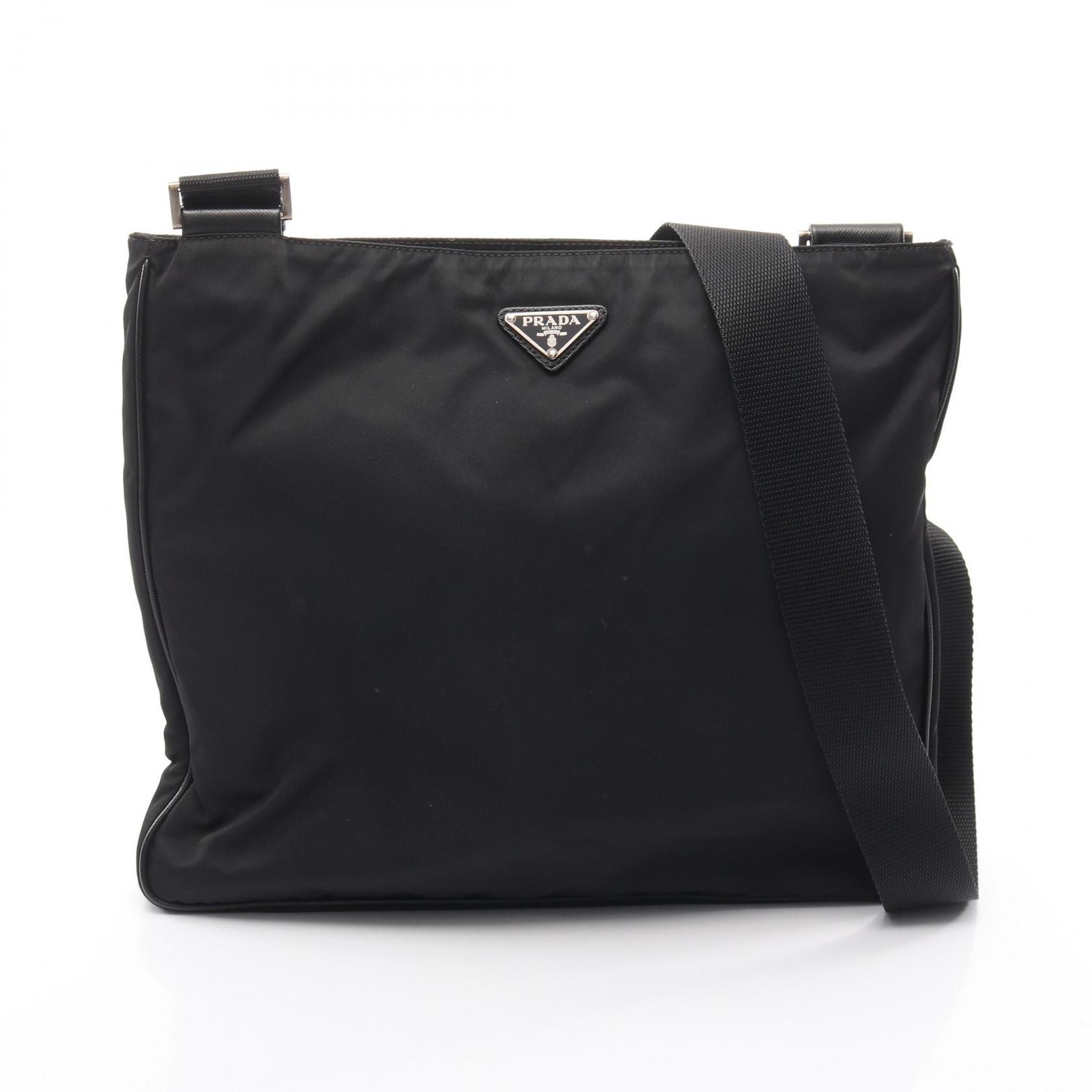 【5千円OFFクーポン対象】プラダ PRADA TESSUTO+SAFFI ショルダーバッグ バッグ ナイロン サフィアーノレザー レディース ブラック系 VA0348 【中古】