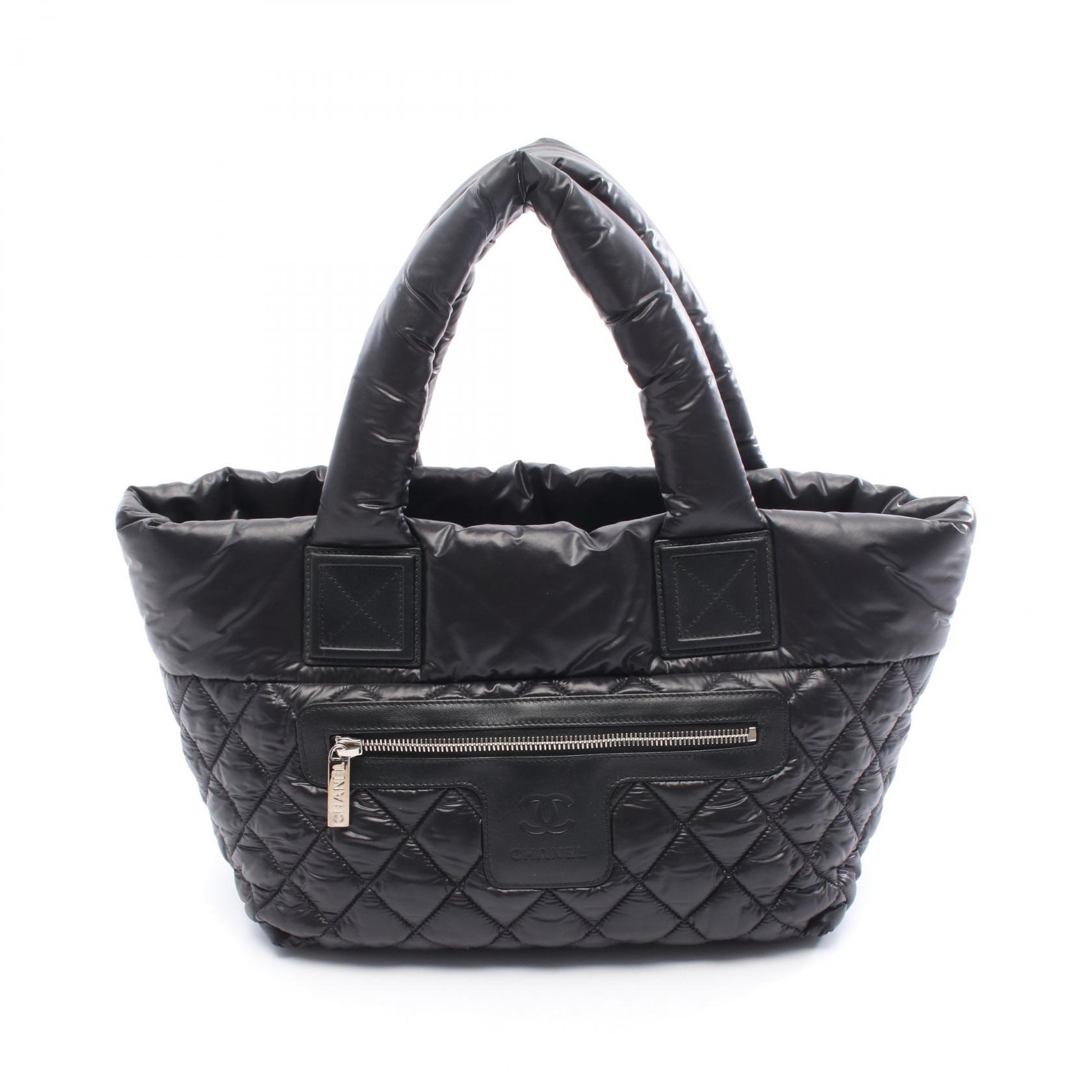 シャネル CHANEL コココクーン スモール トートバッグ バッグ ナイロン レザー レディース ブラック系 / ボルドー系 A48610 【中古】