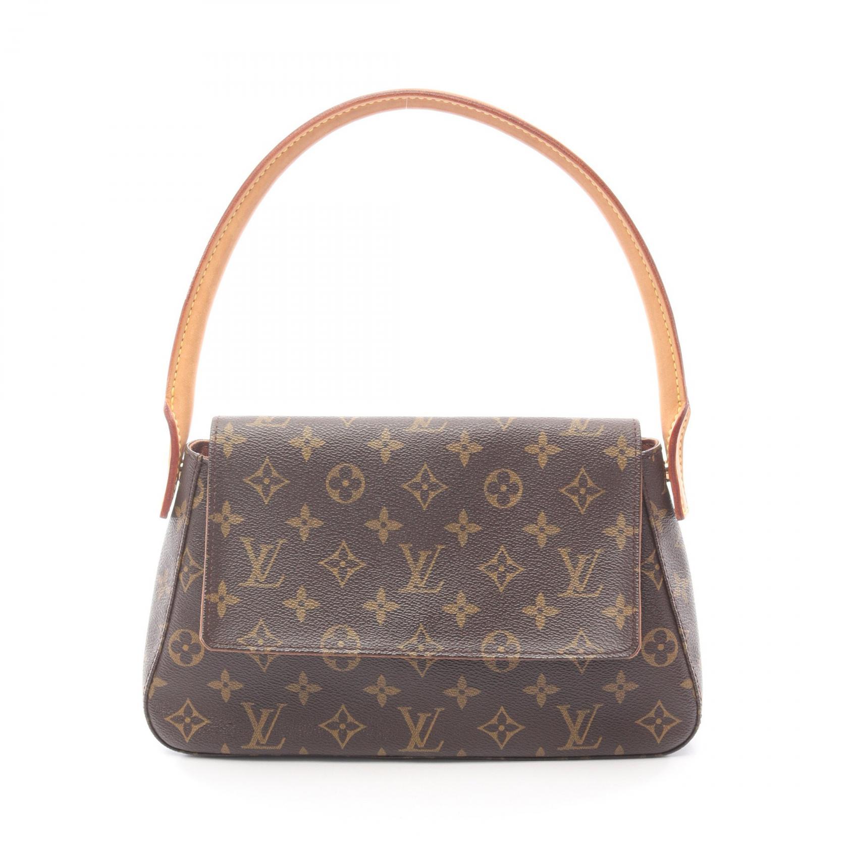 【4時間限定！ポイント10倍 】4/13 20時～23:59／ルイ・ヴィトン LOUIS VUITTON ミニルーピング ハンドバッグ バッグ PVCコーティングキャンバス レザー モノグラム レディース ブラウン系 M51147 【中古】