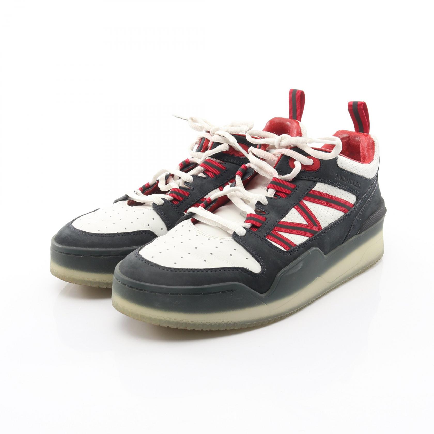 【P5倍×5%OFFクーポン】モンクレール MONCLER PIVOT LOW スニーカー 靴 レザー レザー メンズ ホワイト系 / ネイビー系 / レッド系 【中古】
