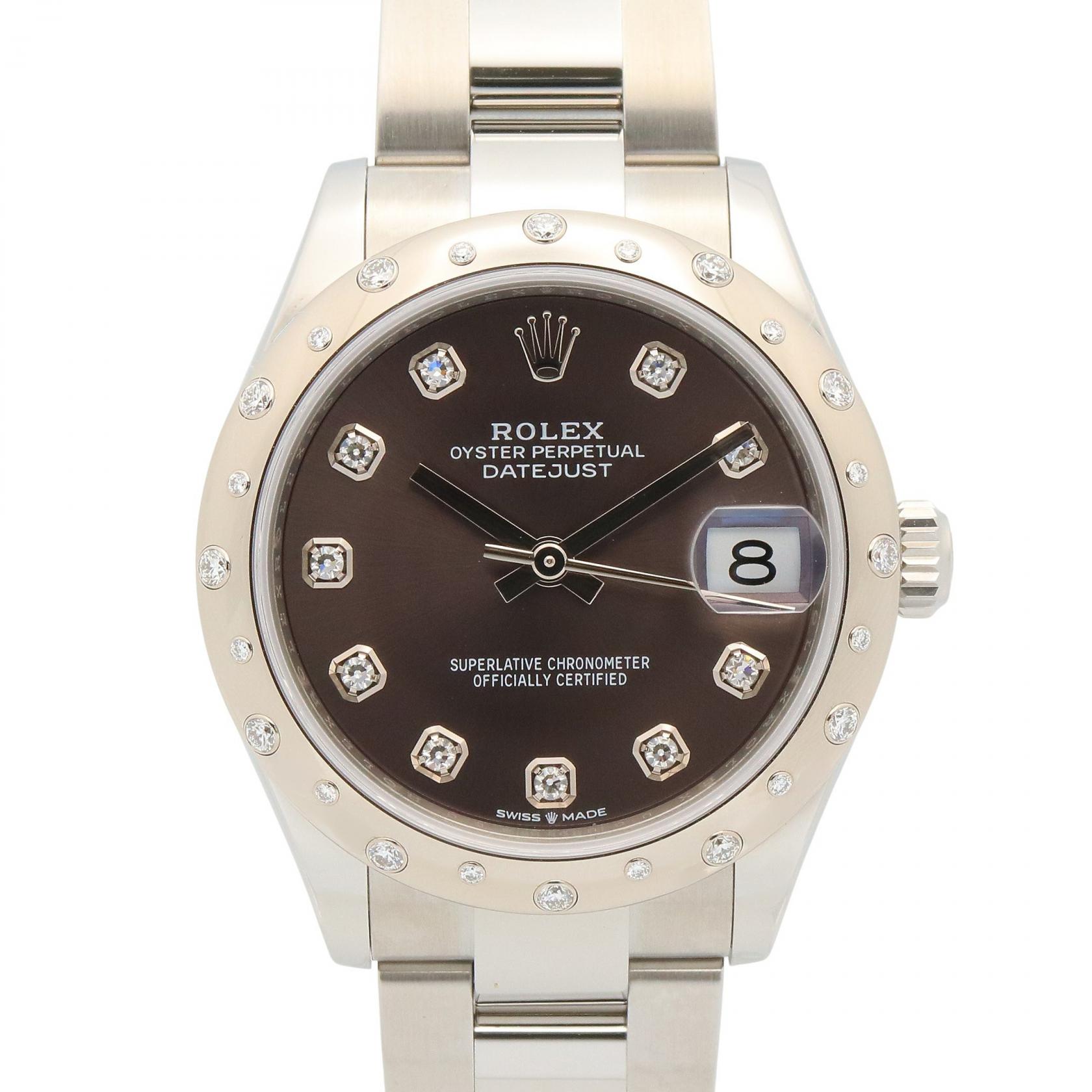 ロレックス ROLEX デイトジャスト 20Pダイヤベゼル/10Pダイヤ NP 腕時計 時計 K18WG（ホワイトゴールド） ステンレススチール ダイヤモンド / K18WG（ホワイトゴールド） / ステンレススチール メンズ レディース グレー系 / シルバー系 278344RBR 【中古】｜Brandoff銀座