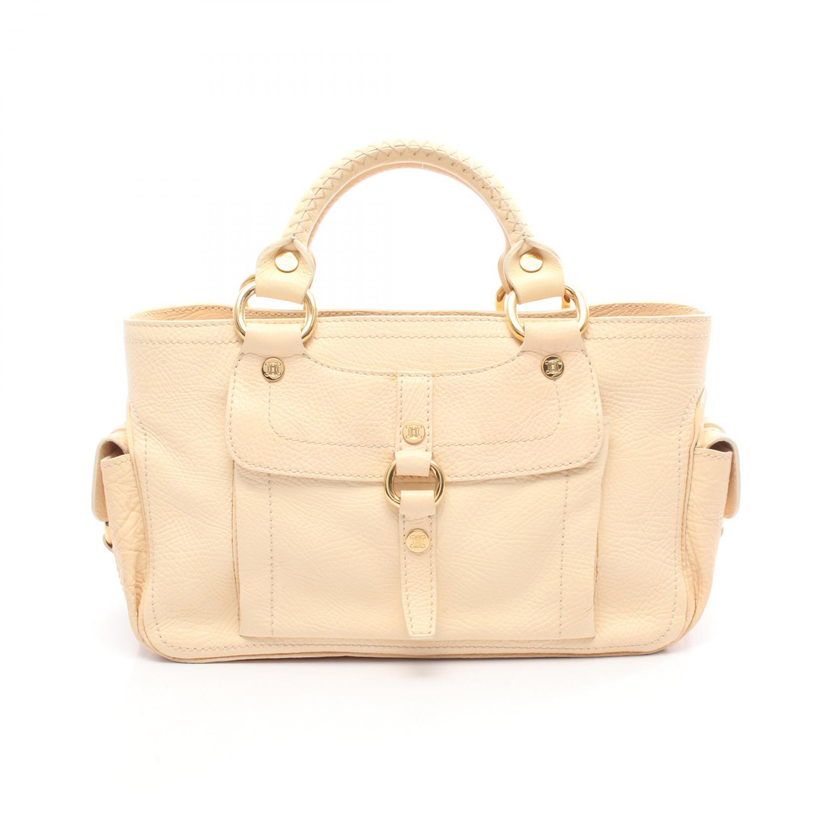 【5%OFFクーポン×ポイント5倍】セリーヌ CELINE ブギーバッグ マカダム トートバッグ バッグ レザー レディース ベージュ系 【中古】