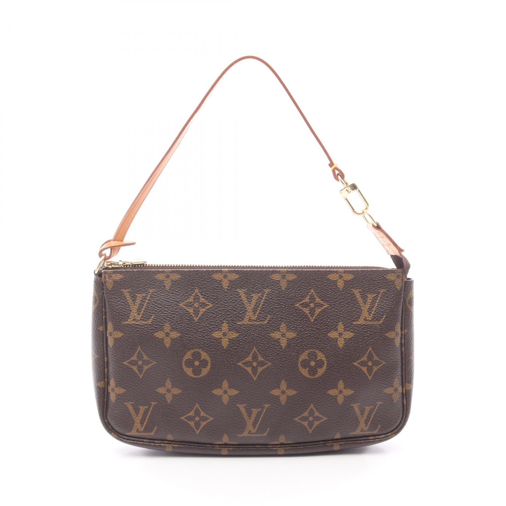 【P5倍×15%OFFクーポン】ルイ・ヴィトン LOUIS VUITTON ポシェットアクセソワール ハンドバッグ バッグ PVCコーティングキャンバス レザー モノグラム レディース ブラウン系 M51980 【中古】