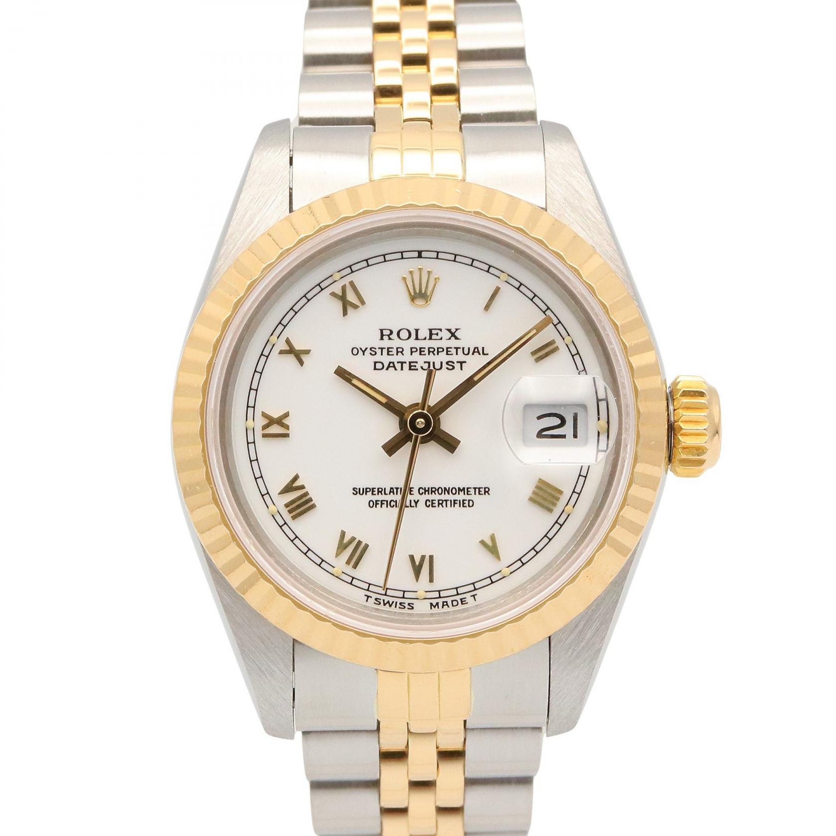 【P5倍×5%OFFクーポン】ロレックス ROLEX デイトジャスト 腕時計 時計 K18（イエローゴールド） ステンレススチール レディース ゴールド系 69173 【中古】