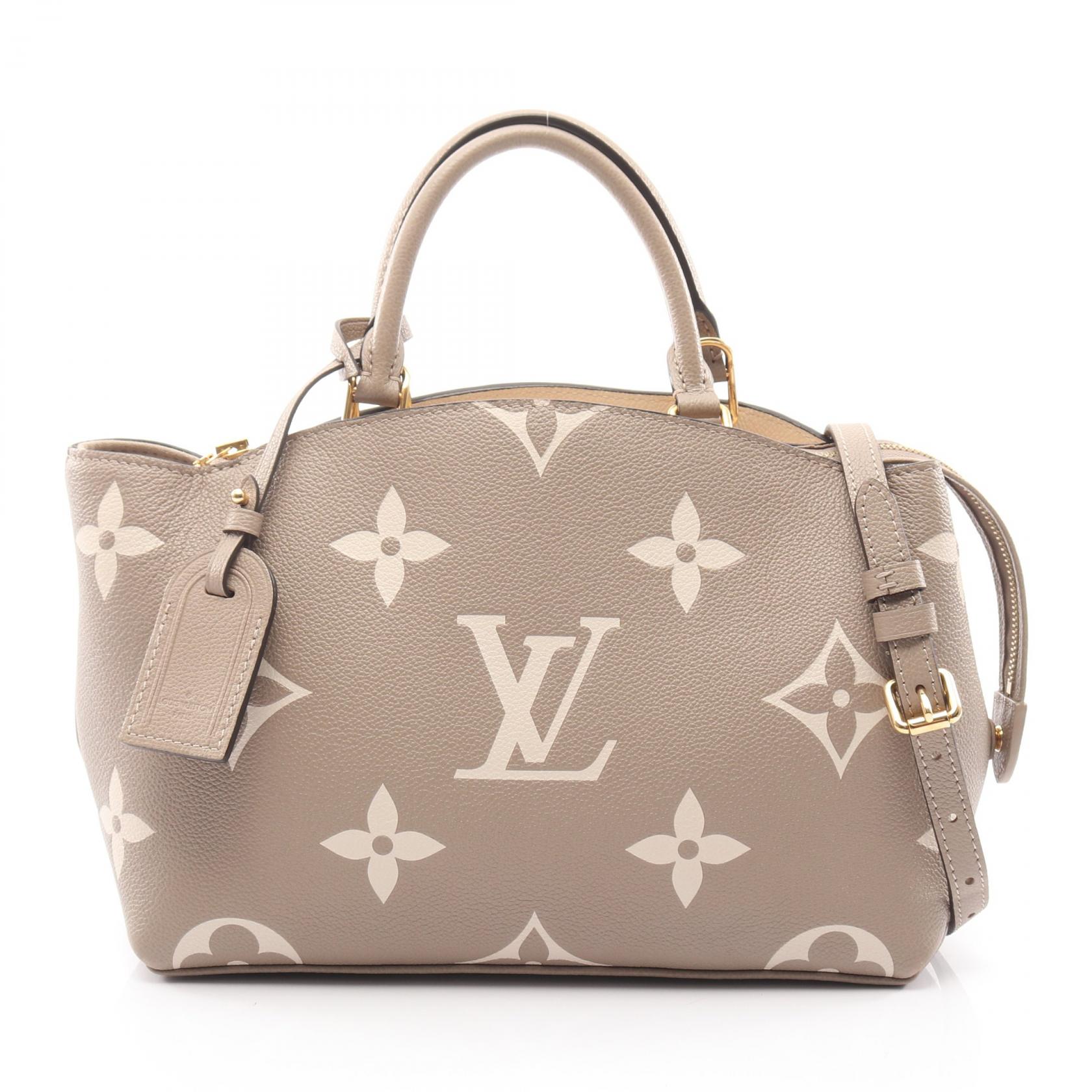 【4時間限定！ポイント10倍 】4/13 20時～23:59／ルイ・ヴィトン LOUIS VUITTON プティ パレPM ハンドバッグ バッグ レザー モノグラム・アンプラント レディース ベージュ系 M58914 【中古】