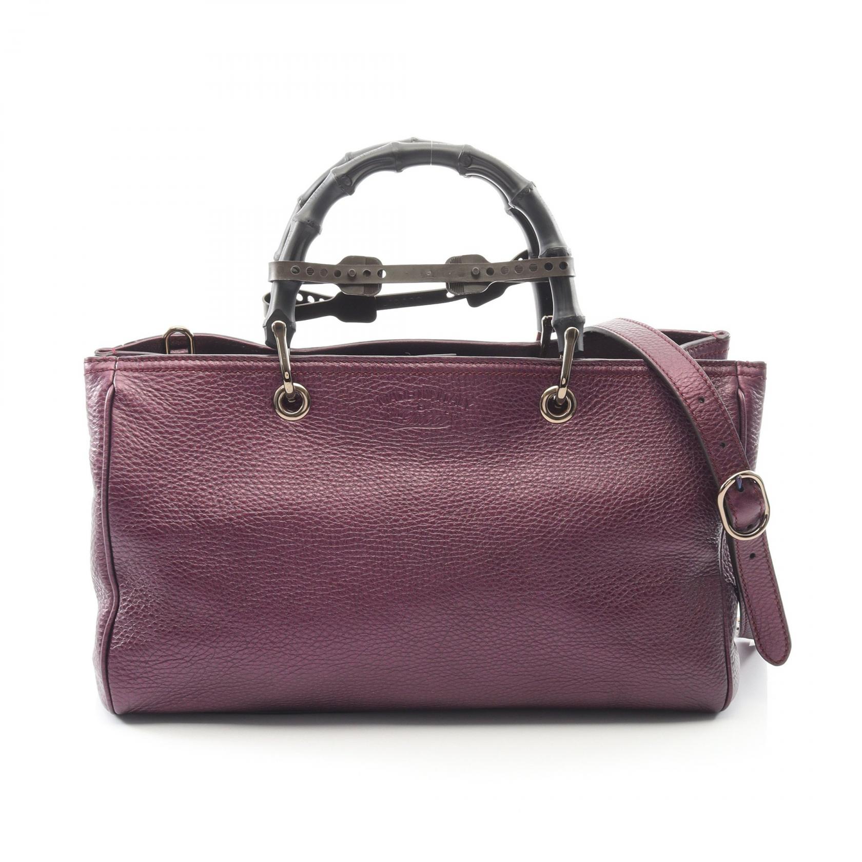 グッチ GUCCI バンブー ショッパー ミディアム トートバッグ バッグ レザー レディース パープル系 323660 【中古】 55,000円
