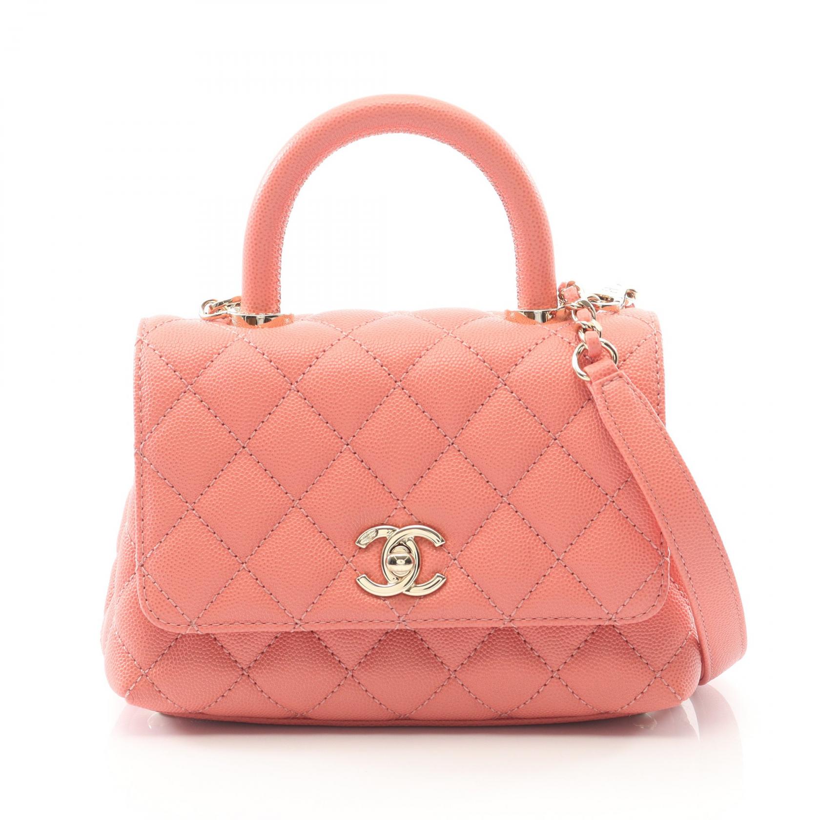 【5%OFFクーポン×ポイント5倍】シャネル CHANEL ココハンドルXXS トップハンドル ハンドバッグ バッグ キャビアスキン(グレインドカーフ) レディース ピンク系 【中古】