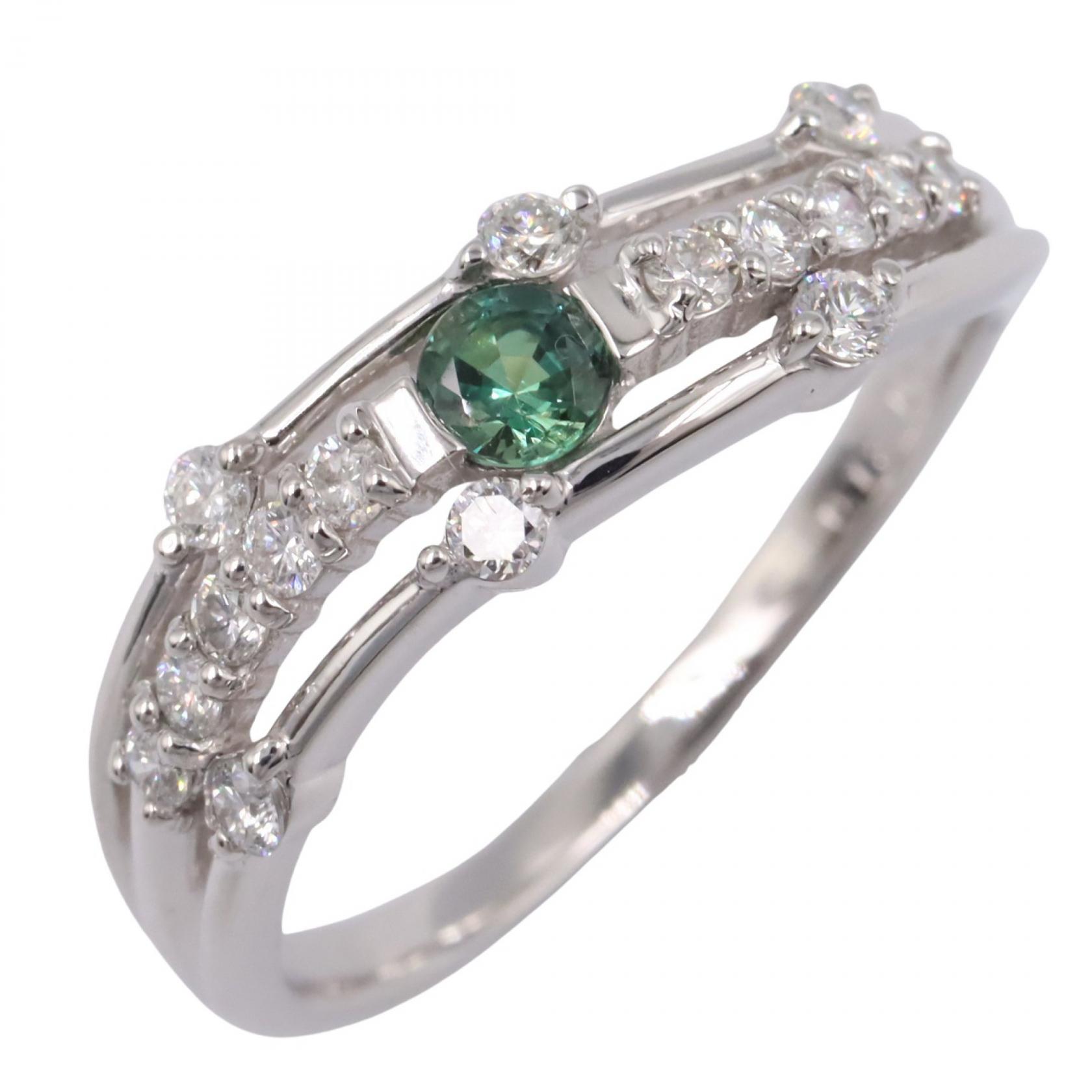 【P5倍×5%OFFクーポン】ジュエリー JEWELRY アレキサンドライト ダイヤモンド リング リング・指輪 ジュエリー K18WG（ホワイトゴールド） ダイヤモンド アレキサンドライト レディース シルバー系 / クリア系 / グリーン系 ｱﾚｷｻﾝﾄﾞﾗｲﾄ 4.0g 【中古】
