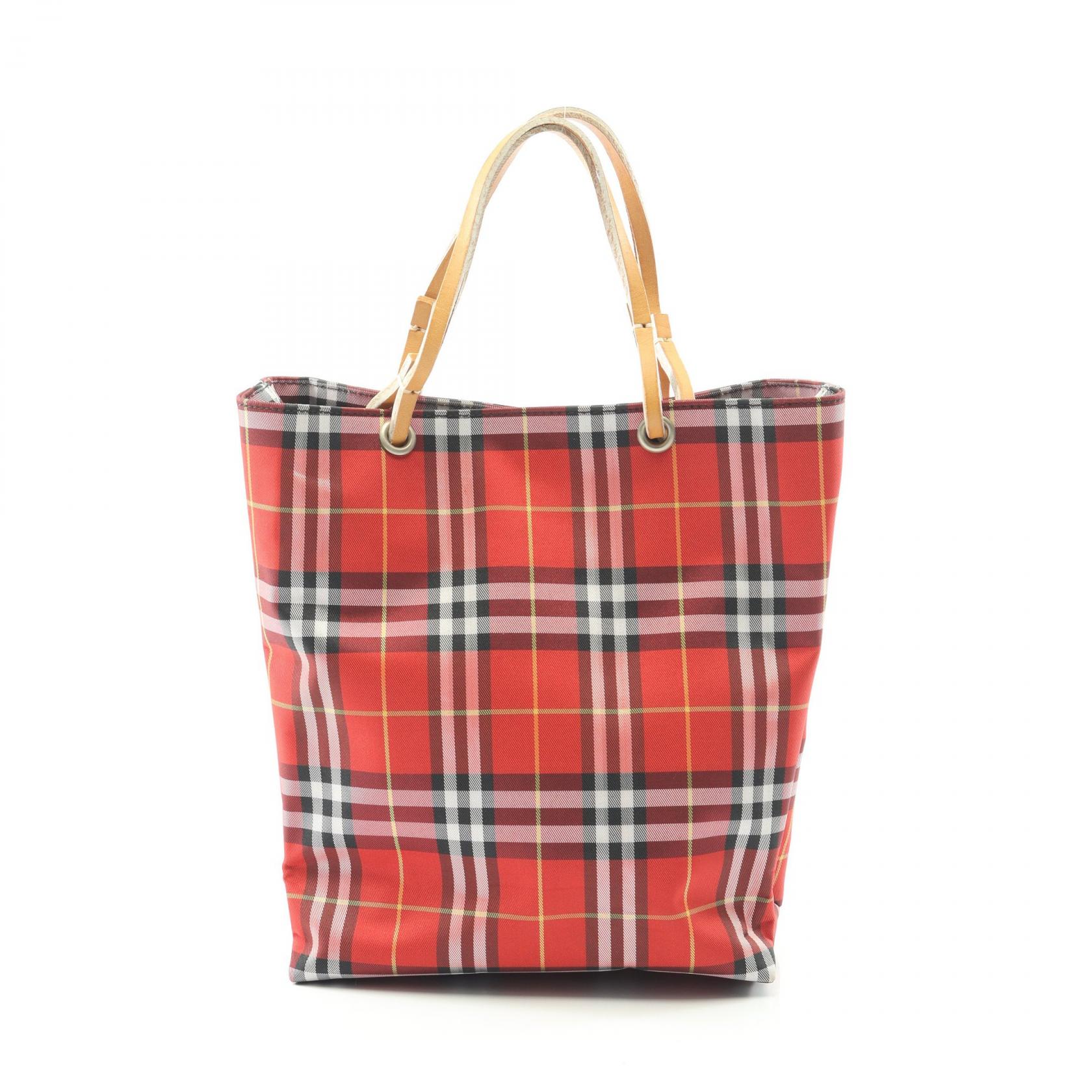 【20%OFFクーポン 7/26 9:59〆】バーバリー BURBERRY ノバチェック ハンドバッグ バッグ キャンバス レザー レディース レッド系 / ブラウン系 / マルチカラー 【中古】|Brandoff銀座