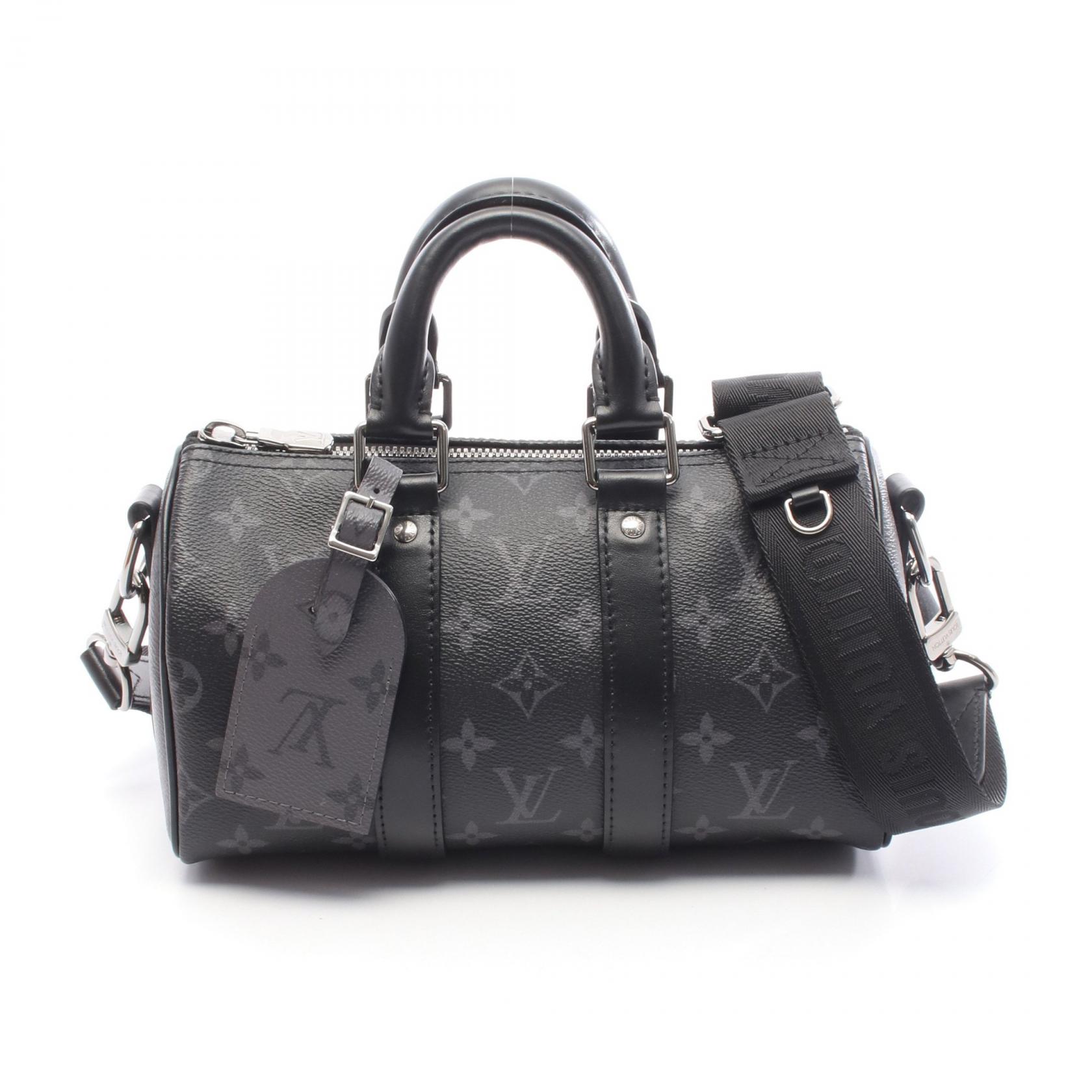【10%OFFクーポン対象】ルイ・ヴィトン LOUIS VUITTON キーポル バンドリエール 25 ハンドバッグ バッグ PVCコーティングキャンバス レザー モノグラム・エクリプスリバース メンズ ブラック系 / グレー系 M46271 【中古】 204,000円