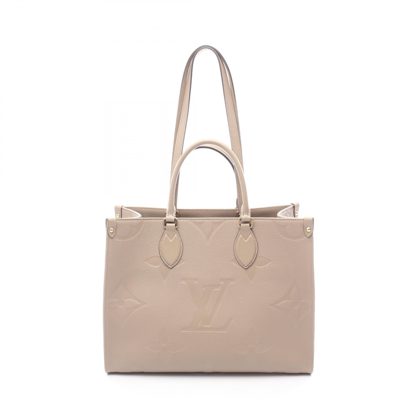 【5%OFFクーポン×ポイント5倍】ルイ・ヴィトン LOUIS VUITTON オンザゴーMM トートバッグ バッグ レザー モノグラム・アンプラント レディース ベージュ系 M45607 【中古】