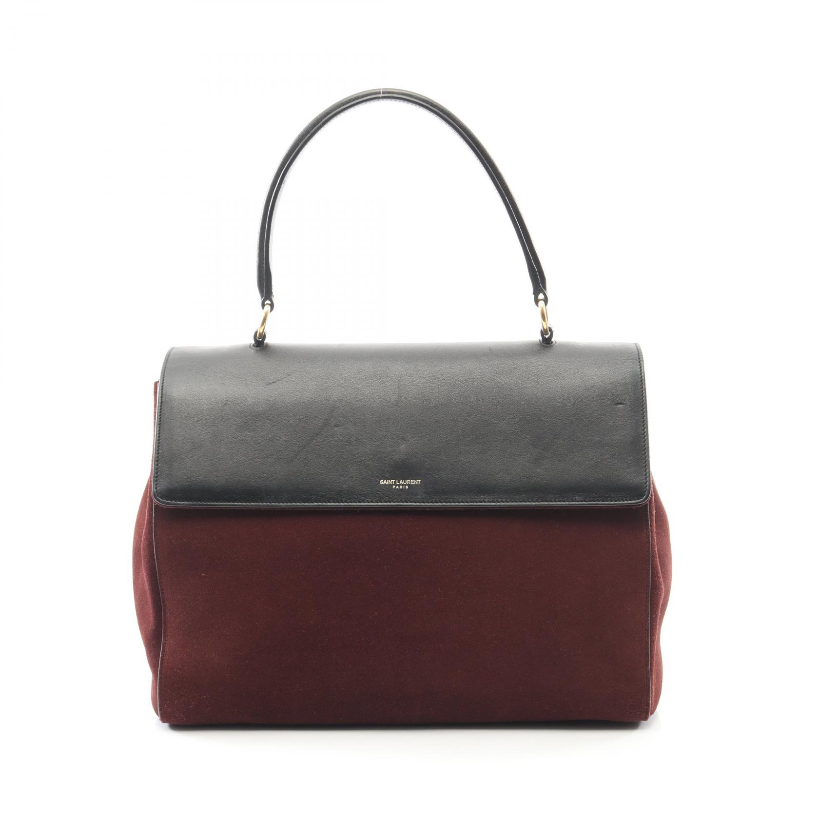 サンローランパリ SAINT LAURENT PARIS サック ムジーク ハンドバッグ バッグ スウェード レザー レディース ボルドー系 / ブラック系 【中古】