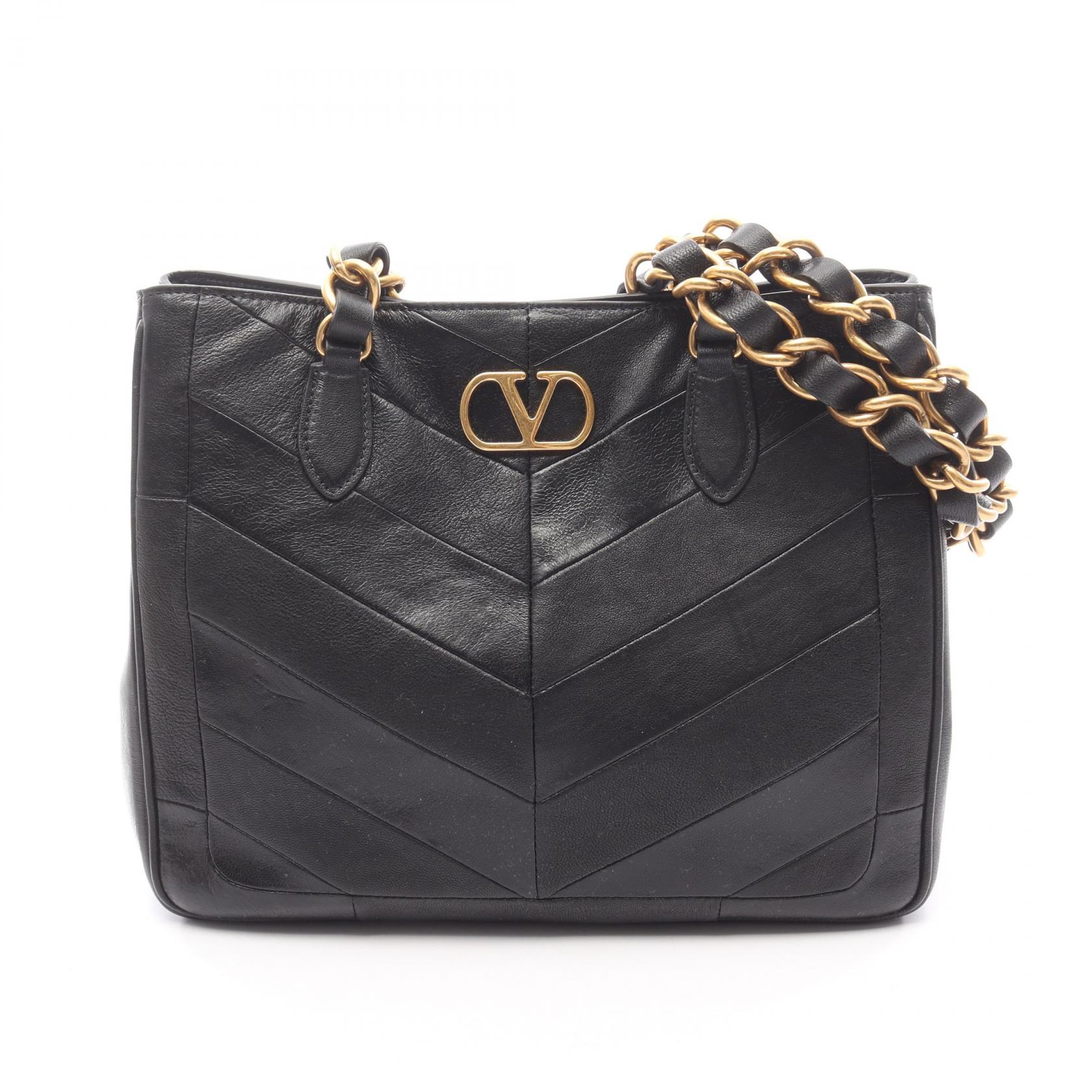 ヴァレンティノ・ガラヴァーニ Valentino Garavani ラ セーヌ シェブロンパターン スモール トートバッグ バッグ レザー レディース ブラック系 8W2B0T13PSN_0NO 【中古】｜Brandoff銀座