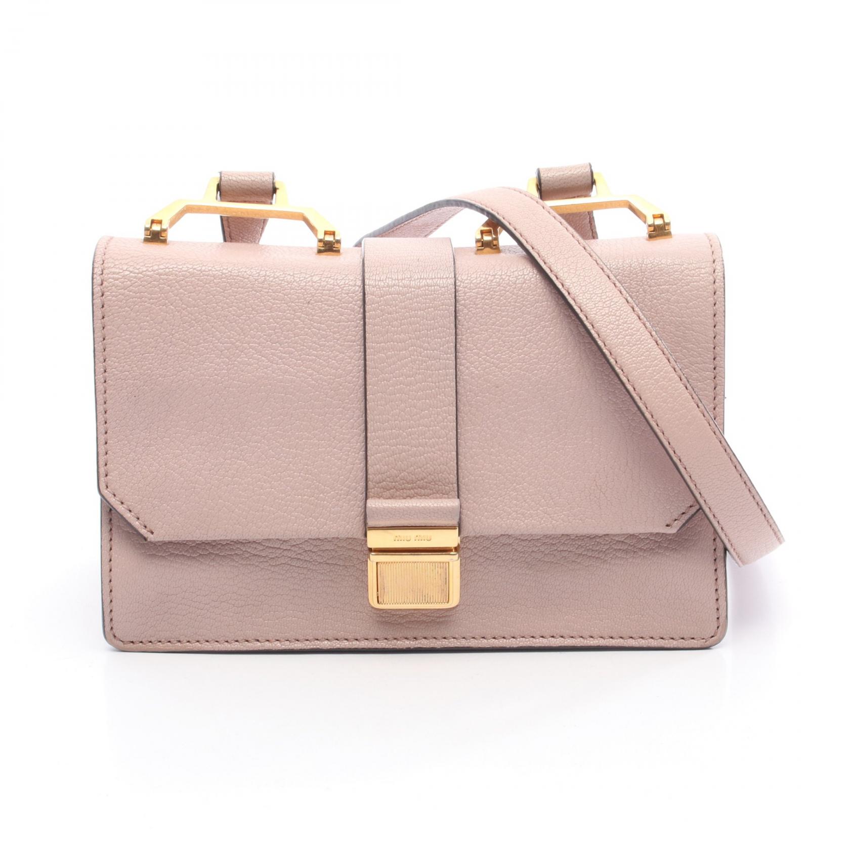 【15%OFFクーポン 7/26 9:59〆】ミュウ ミュウ Miu Miu MADRAS マドラス ショルダーバッグ バッグ レザー レディース ピンク系 5BH609 【中古】｜Brandoff銀座