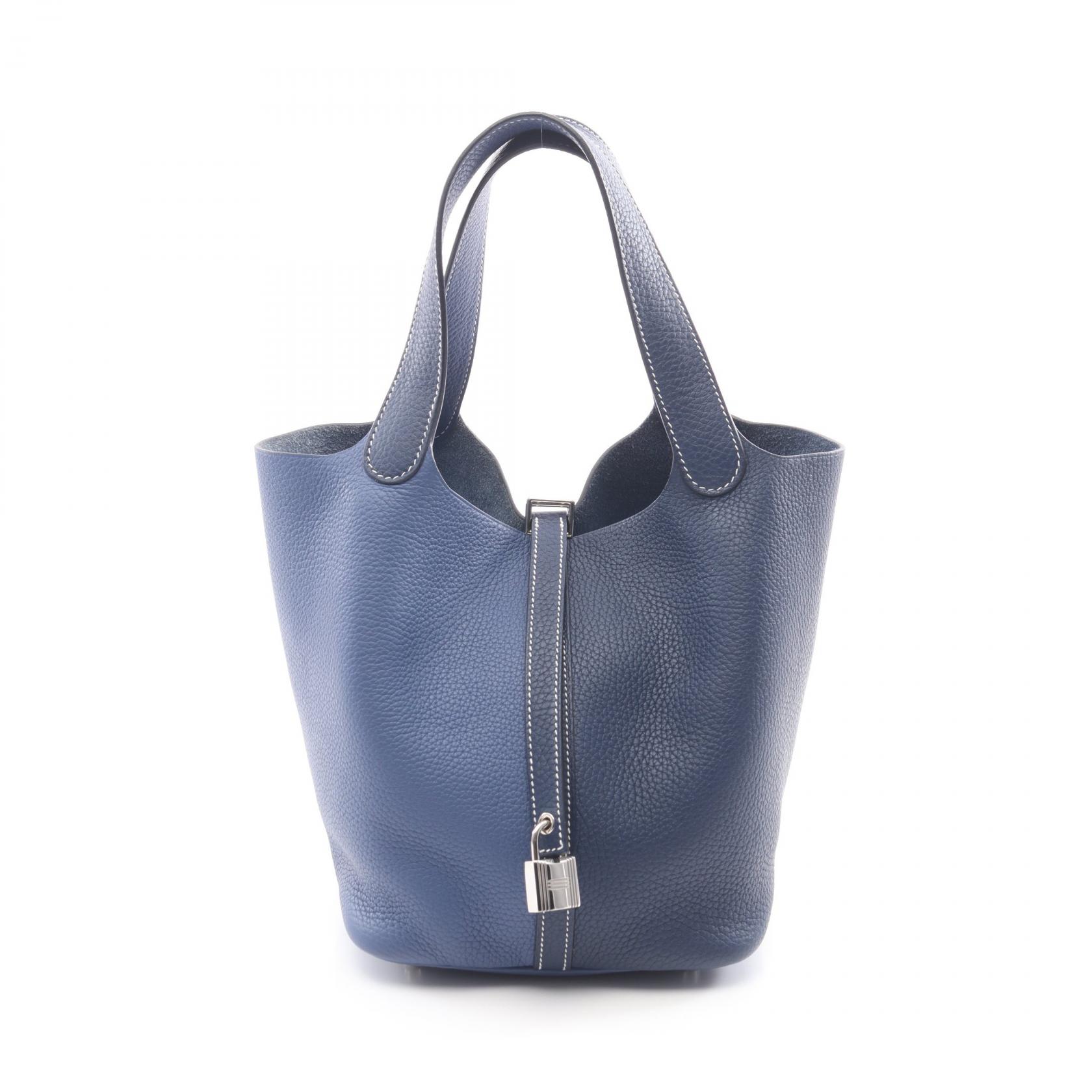 【P5倍×5%OFFクーポン】エルメス HERMES ピコタンロックMM ハンドバッグ バッグ レザー トリヨンクレマンス トリヨンクレマンス レディース ブルー系 / ネイビー系 【中古】