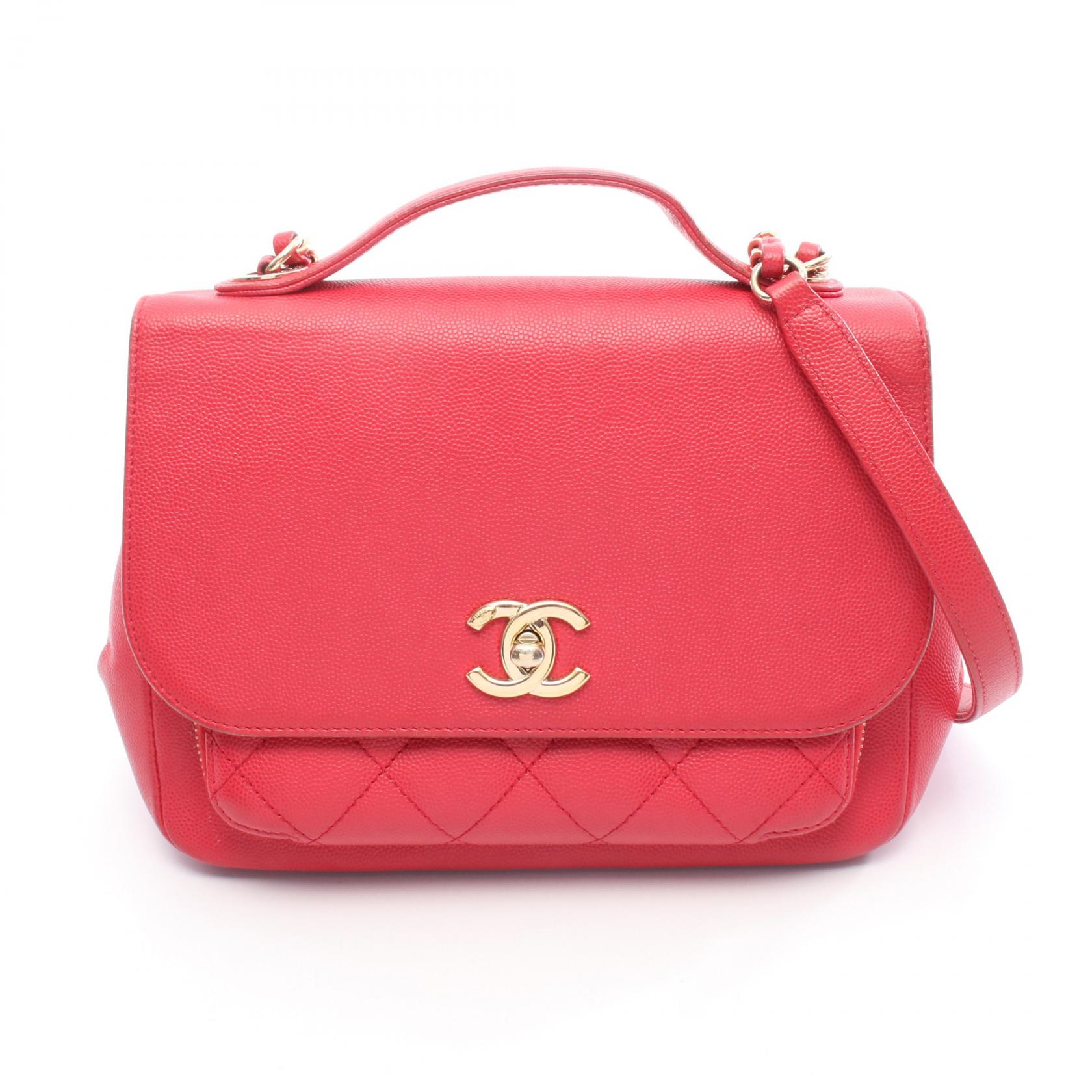 【10%OFFクーポン対象】シャネル CHANEL ビジネスアフィニティ マトラッセ ショルダーバッグ バッグ キャビアスキン(グレインドカーフ) レディース レッド系 【中古】
