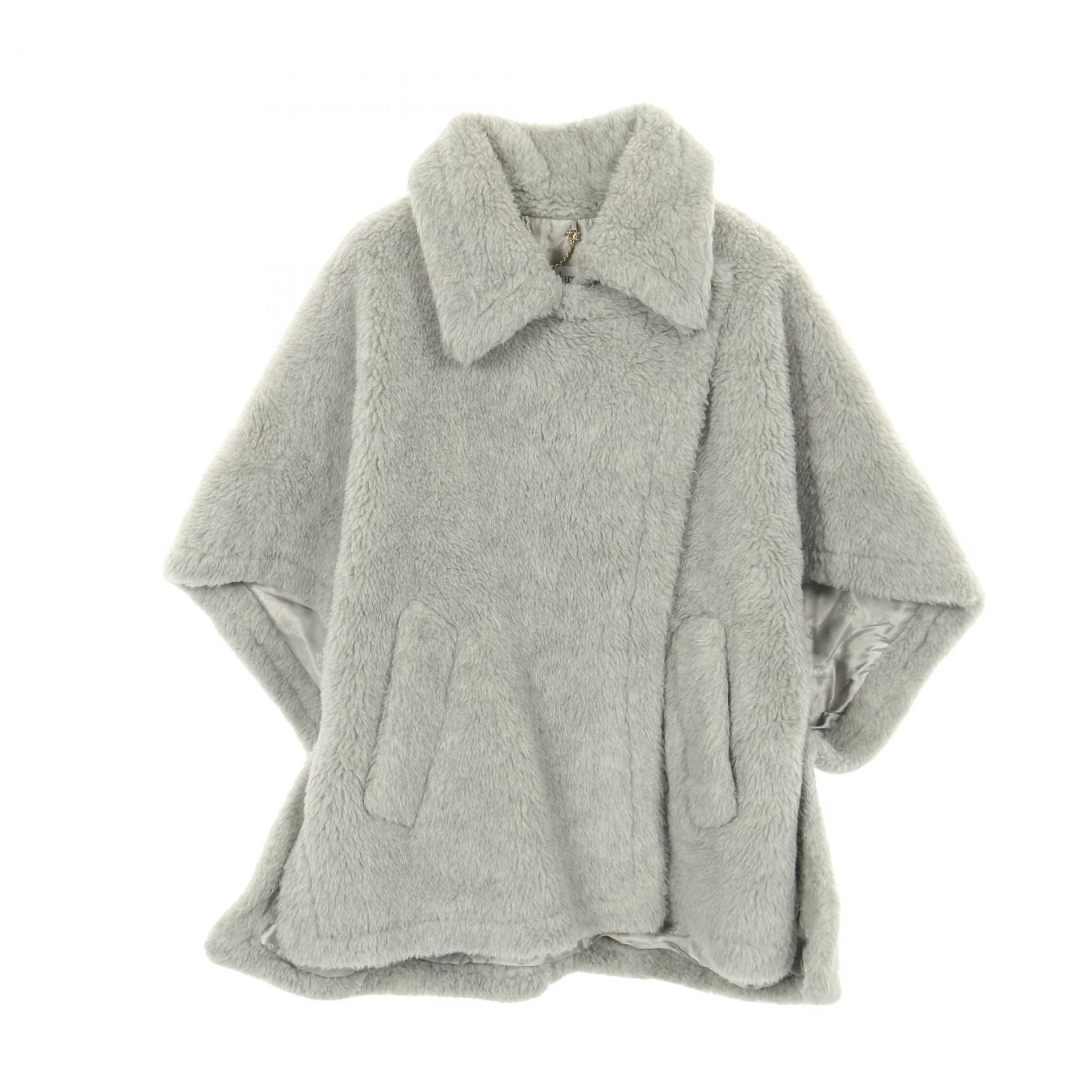 【4時間限定！ポイント10倍 】4/13 20時～23:59／マックスマーラ MAX MARA テディベア ケープ ポンチョ 衣料品 アウター ウール アルパカ レディース グレー系 【中古】