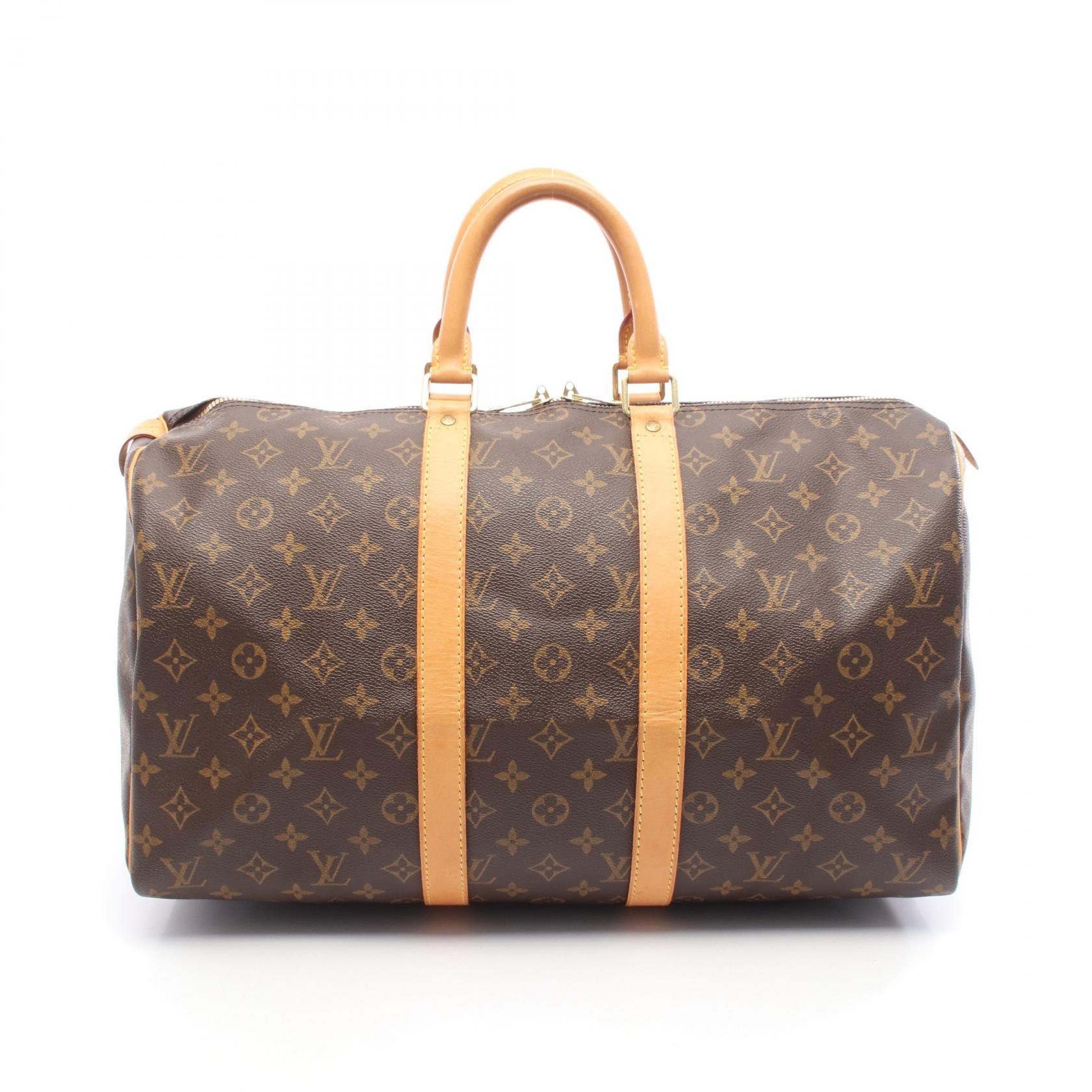 【5%OFFクーポン×ポイント5倍】ルイ・ヴィトン LOUIS VUITTON キーポル45 ボストンバッグ バッグ PVCコーティングキャンバス レザー モノグラム メンズ レディース ブラウン系 M41428 【中古】