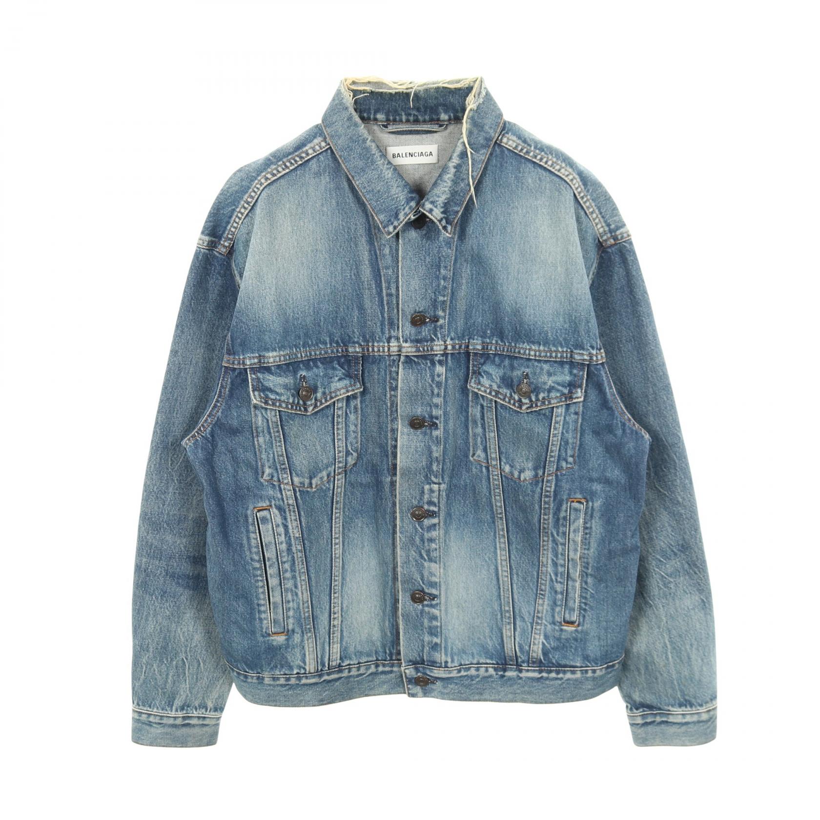 【P5倍×5%OFFクーポン】バレンシアガ BALENCIAGA デニムジャケット 衣料品 アウター コットン メンズ ネイビー系 【中古】