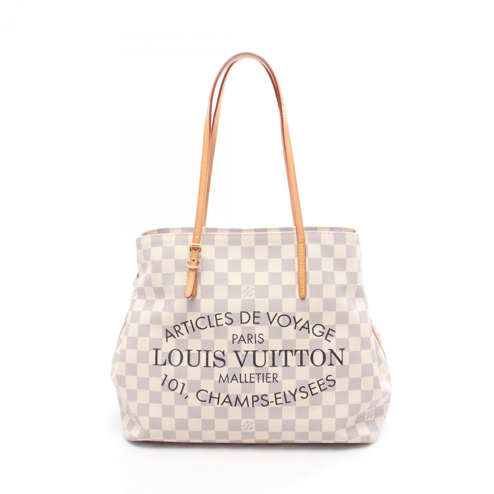 ルイ・ヴィトン LOUIS VUITTON カバMM トートバッグ バッグ PVCコーティングキャンバス レザー ダミエ・アズール レディース ホワイト系 N41375 【中古】