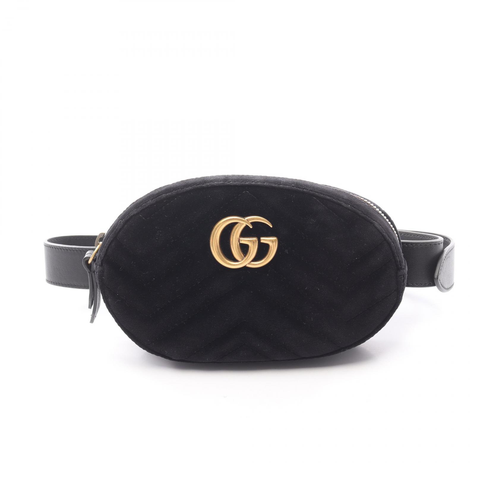 【5千円OFFクーポン対象】グッチ GUCCI GGマーモント ウエストバッグ バッグ ファブリック レザー レディース ブラック系 476434 【中古】