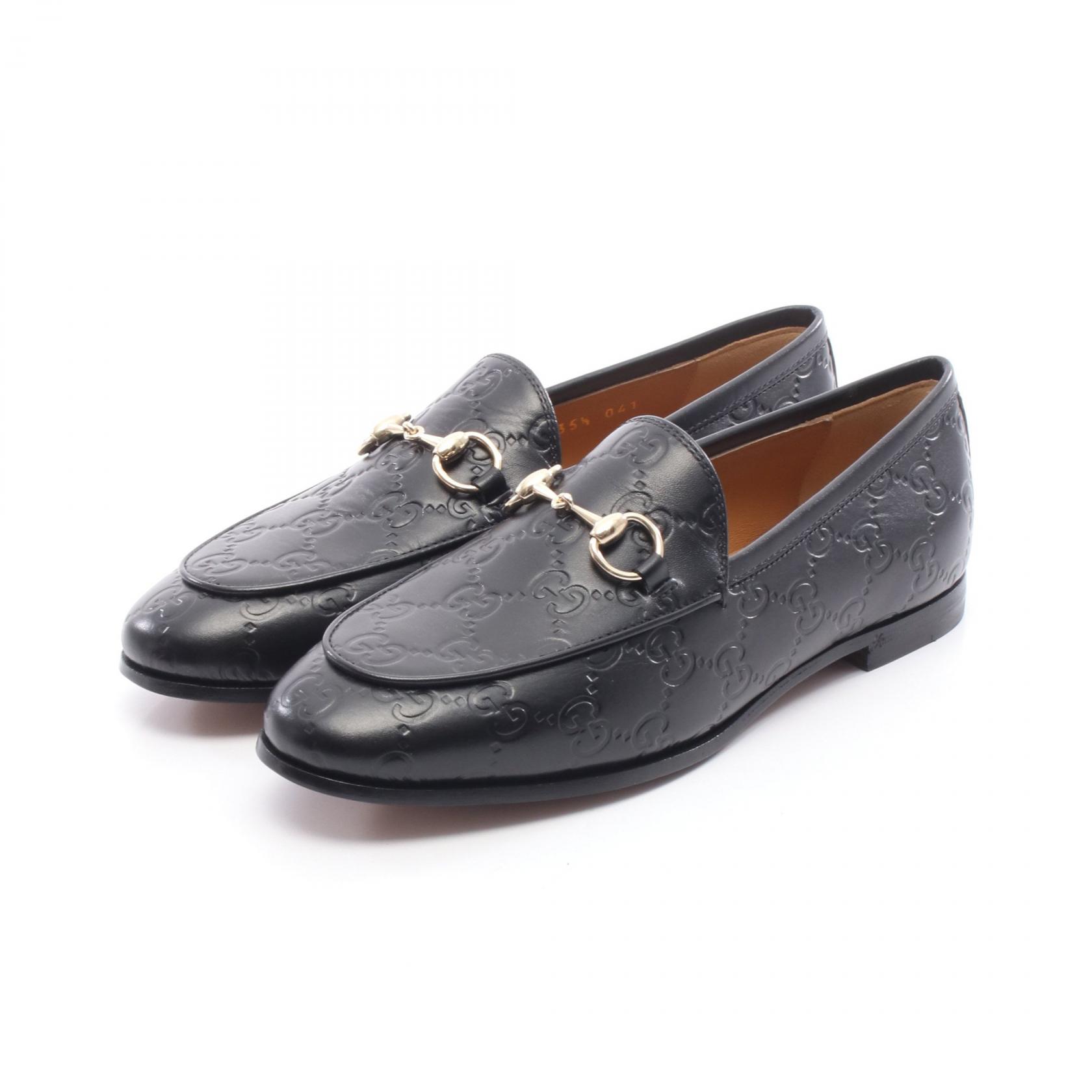 【5千円OFFクーポン対象】グッチ GUCCI ホースビット グッチシマ ローファー 靴 レザー レディース ブラック系 【中古】