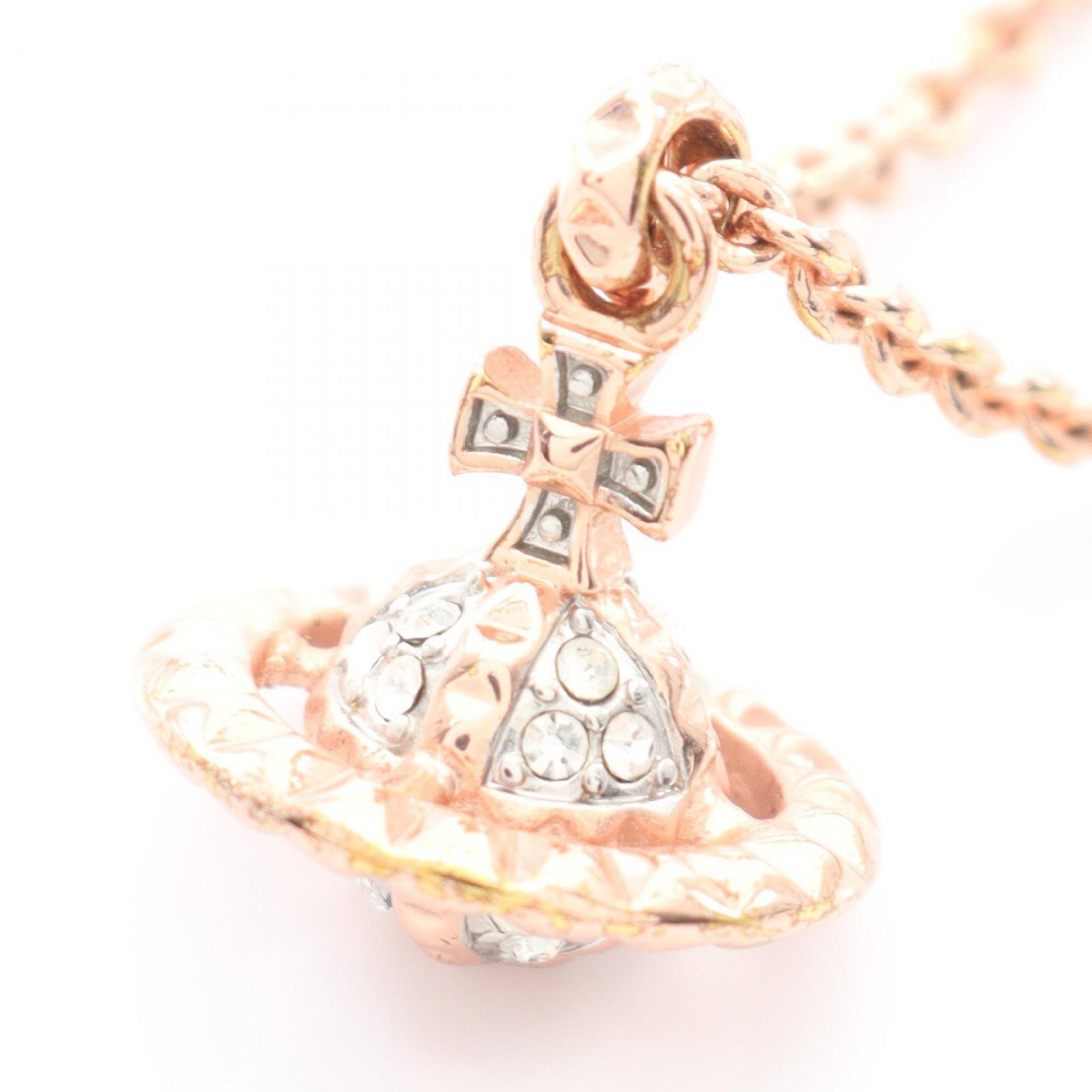 【P5倍×5%OFFクーポン】ヴィヴィアンウエストウッド Vivienne Westwood オーブ ネックレス ジュエリー GP（ゴールドメッキ） ラインストーン レディース ゴールド系 / クリア系 【中古】