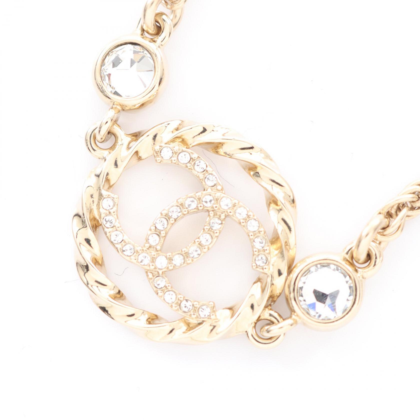 【10%OFFクーポン 7/26 9:59〆】 シャネル CHANEL ココマーク ネックレス ジュエリー GP(ゴールドメッキ) ラインストーン レディース ゴールド系 / クリア系 【中古】|Brandoff銀座