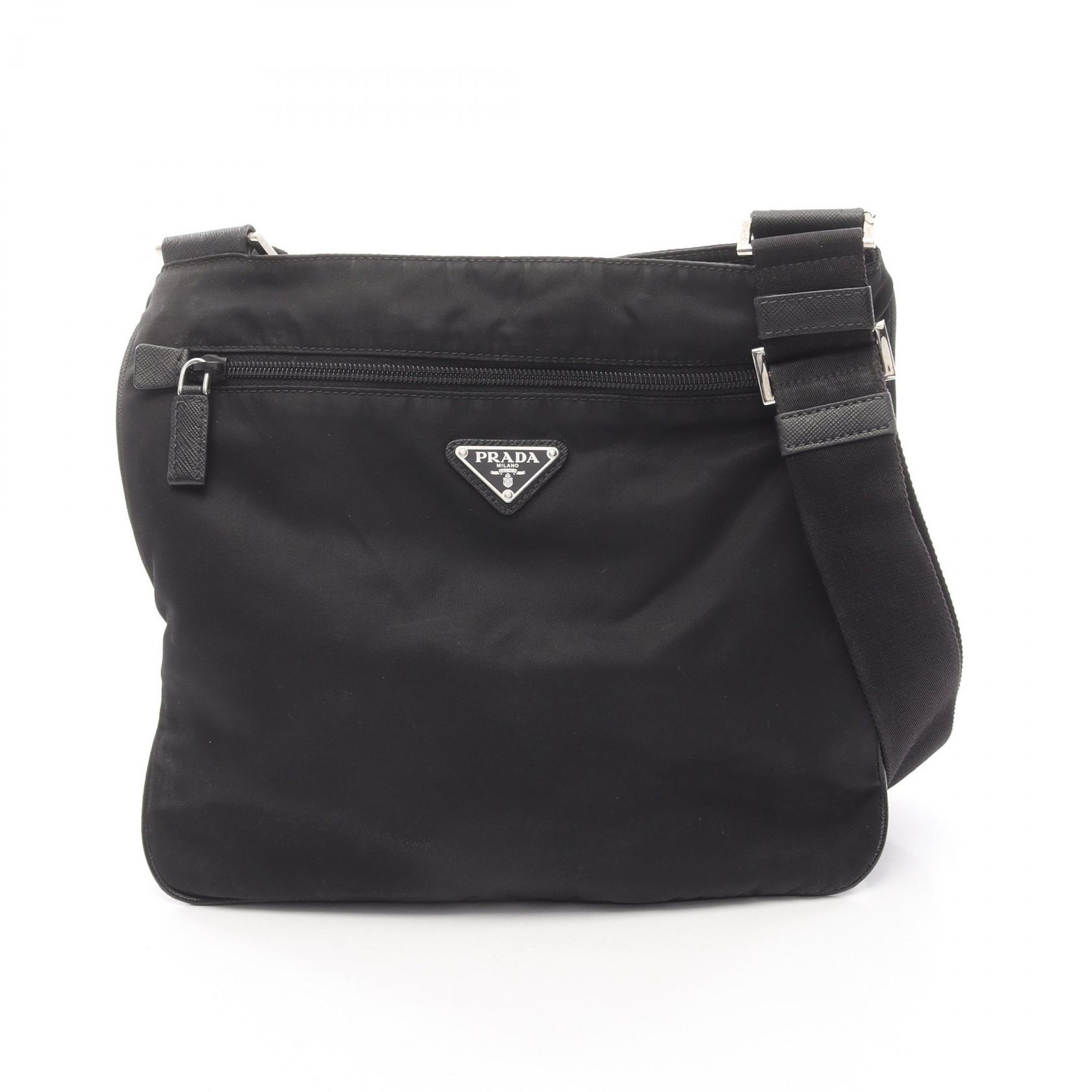 【15%OFFクーポン 7/26 9:59〆】プラダ PRADA ショルダーバッグ バッグ ナイロン サフィアーノレザー レディース ブラック系 【中古】｜Brandoff銀座