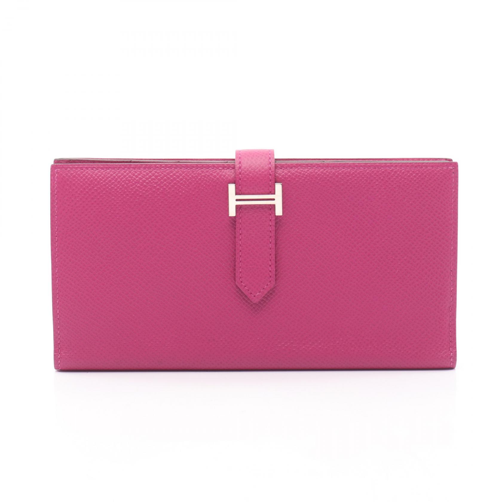 【5%OFFクーポン×ポイント5倍】エルメス HERMES ベアンスフレ 二つ折り長財布 財布 レザー ヴォーエプソン ヴォーエプソン レディース ピンク系 【中古】