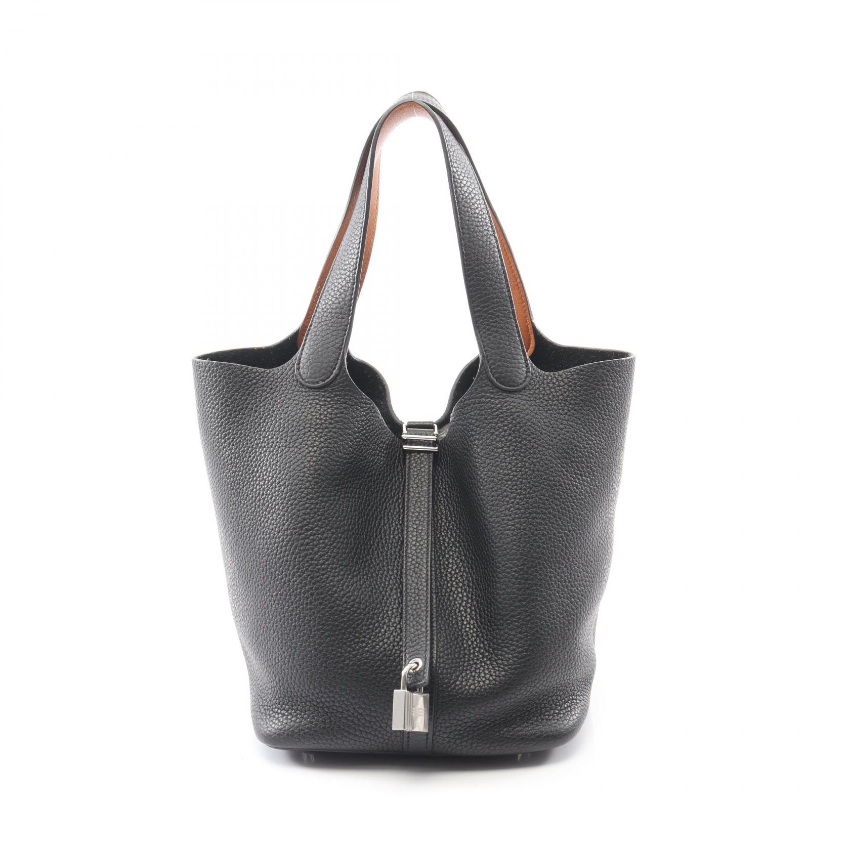 【10%OFFクーポン対象】エルメス HERMES ピコタンロックMM エクラ ハンドバッグ バッグ レザー トリヨンクレマンス / ヴォースイフト トリヨンクレマンス レディース ブラック系 / ブラウン系 / トフィ 【中古】