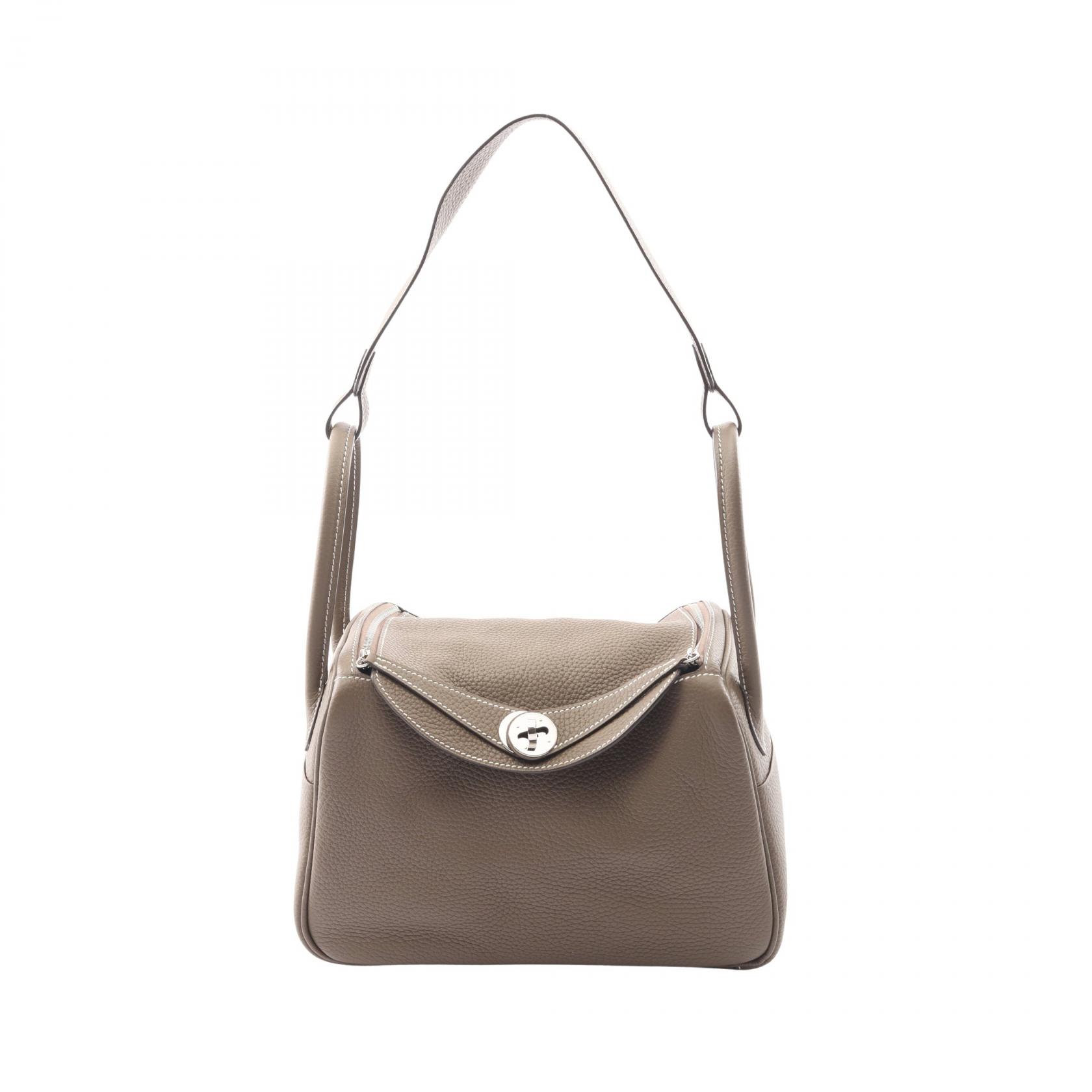 【P5倍×15%OFFクーポン】エルメス HERMES リンディ26 ショルダーバッグ バッグ レザー トリヨンクレマンス トリヨンクレマンス レディース グレー系 【中古】