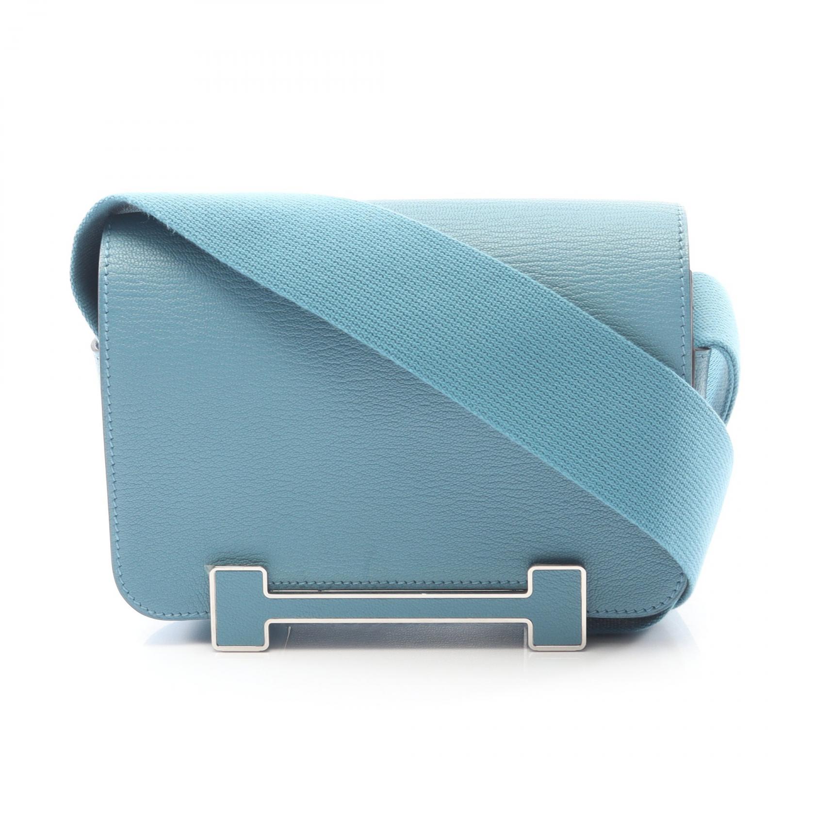 エルメス HERMES ゲタ ショルダーバッグ バッグ レザー シェーブル シェーブル レディース ブルー系 083052CK 【中古】