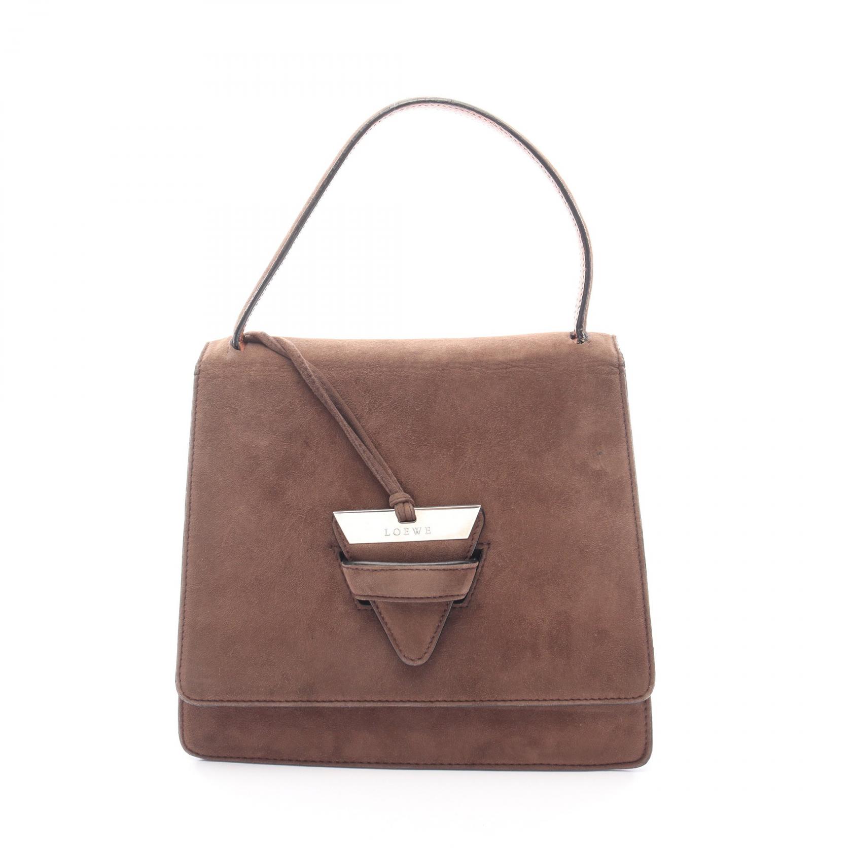ロエベ LOEWE バルセロナ ハンドバッグ バッグ スウェード レディース ブラウン系 【中古】