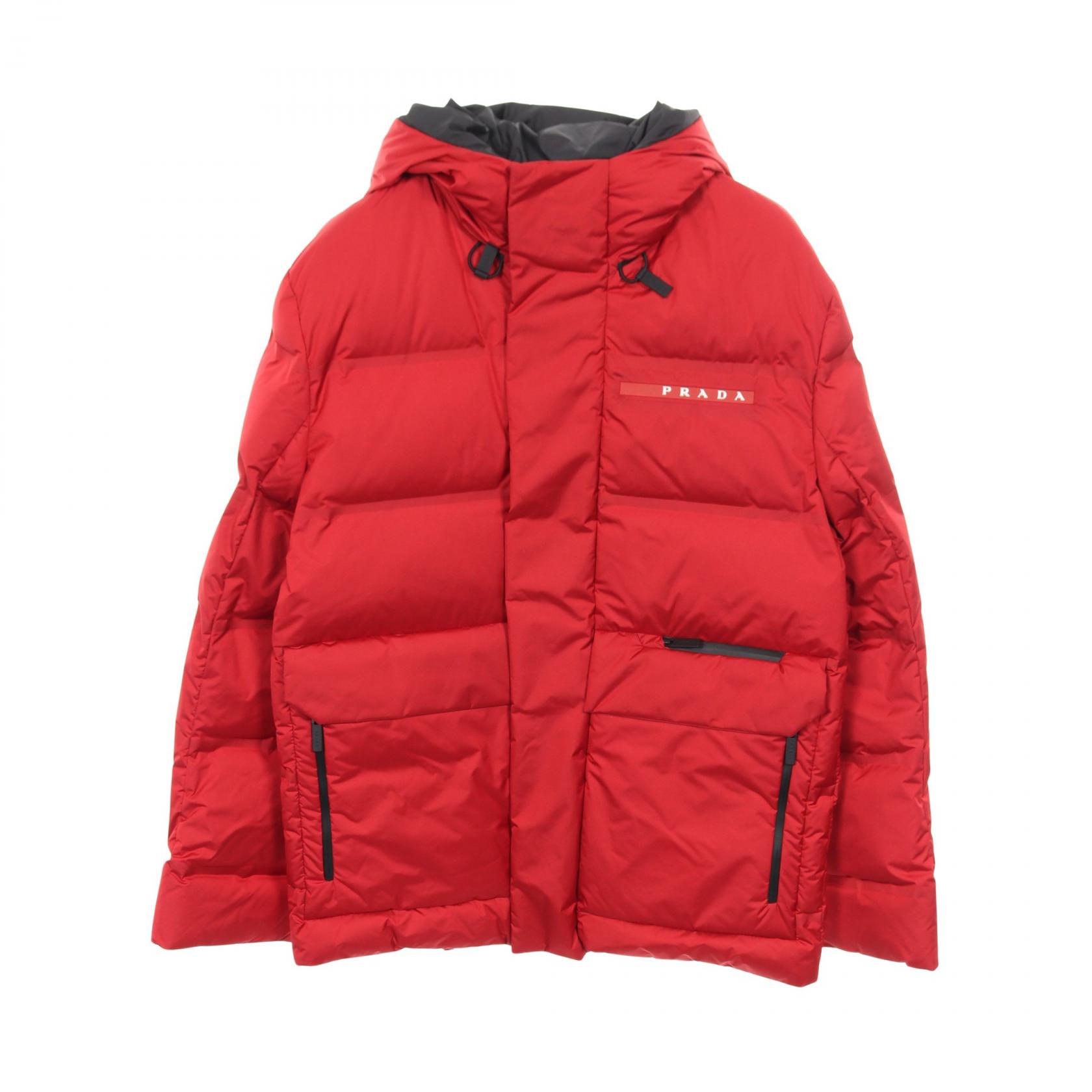 プラダスポーツ リネアロッサ PRADA SPORT LINEA ROSSA エクストリームテックスライト フーデッド ダウンジャケット 衣料品 アウター ポリエステル メンズ レッド系 【中古】｜Brandoff銀座 110,500円